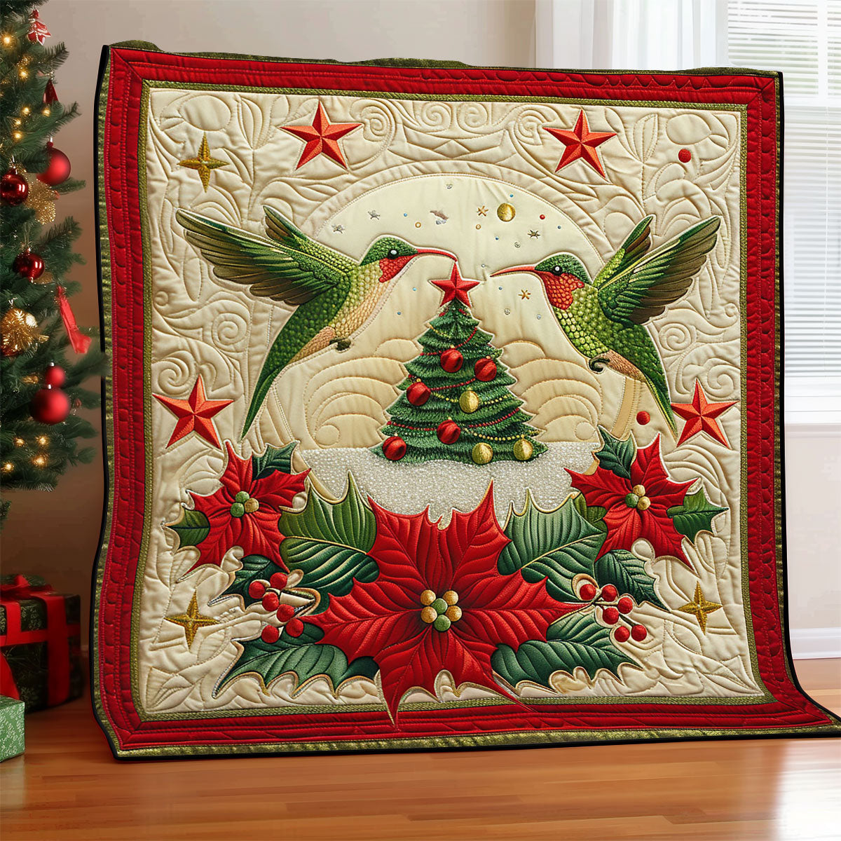Christmas Hummingbird Quilt Blanket Gifts For Hummingbird Lover Gifts For Hummingbird Lovers