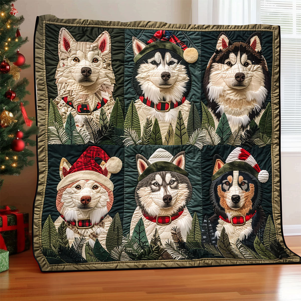 Christmas Husky Quilt Blanket Couch Blanket Good Mothers Day Gifts