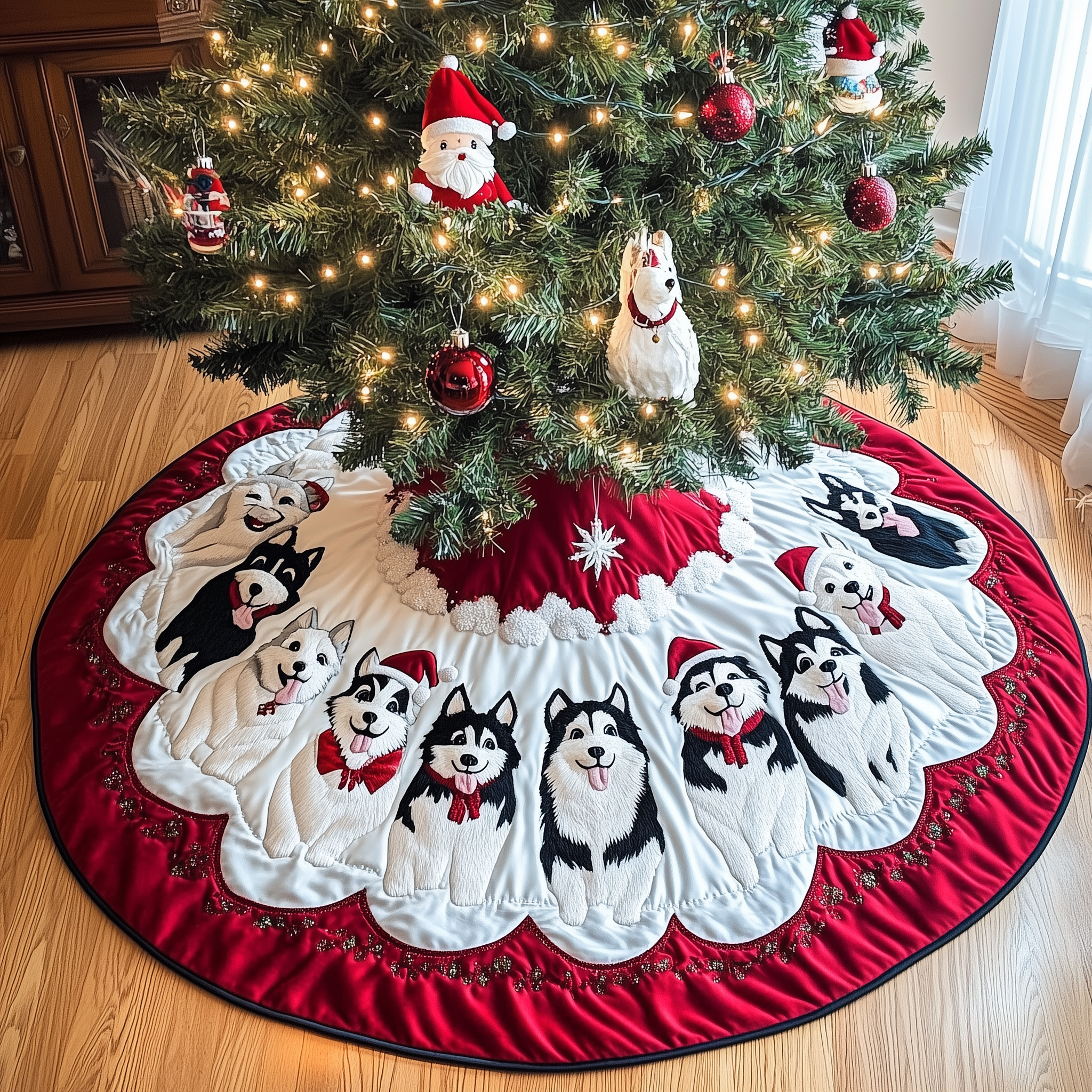 Christmas Husky Quilted Tree Skirt Christmas Tree Skirt Gifts For Husky Lovers