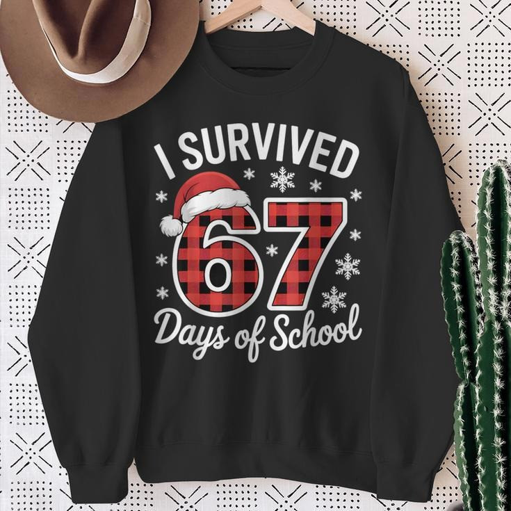 Christmas I Survived 67 Days Of School Sweatshirt Funny Clothes Gifts For Students