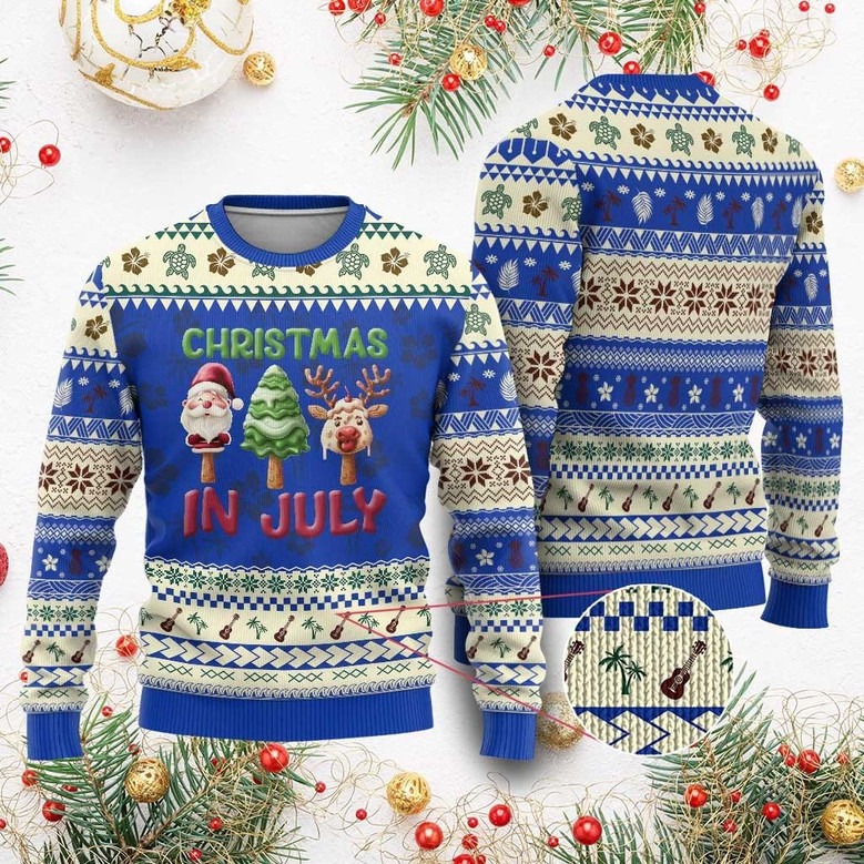 Christmas  In July Ugly Christmas Sweater Funny Christmas Pullover Hawaiian Gift Ideas