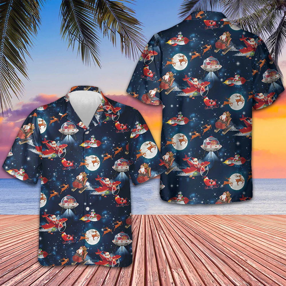 Christmas In Space Hawaiian Shirt Santa Claus And Reindeer Pattern Shirt Gifts For Him Christmas In Space Hawaiian Shirt Santa Claus And Reindeer Pattern Shirt Gifts For Him