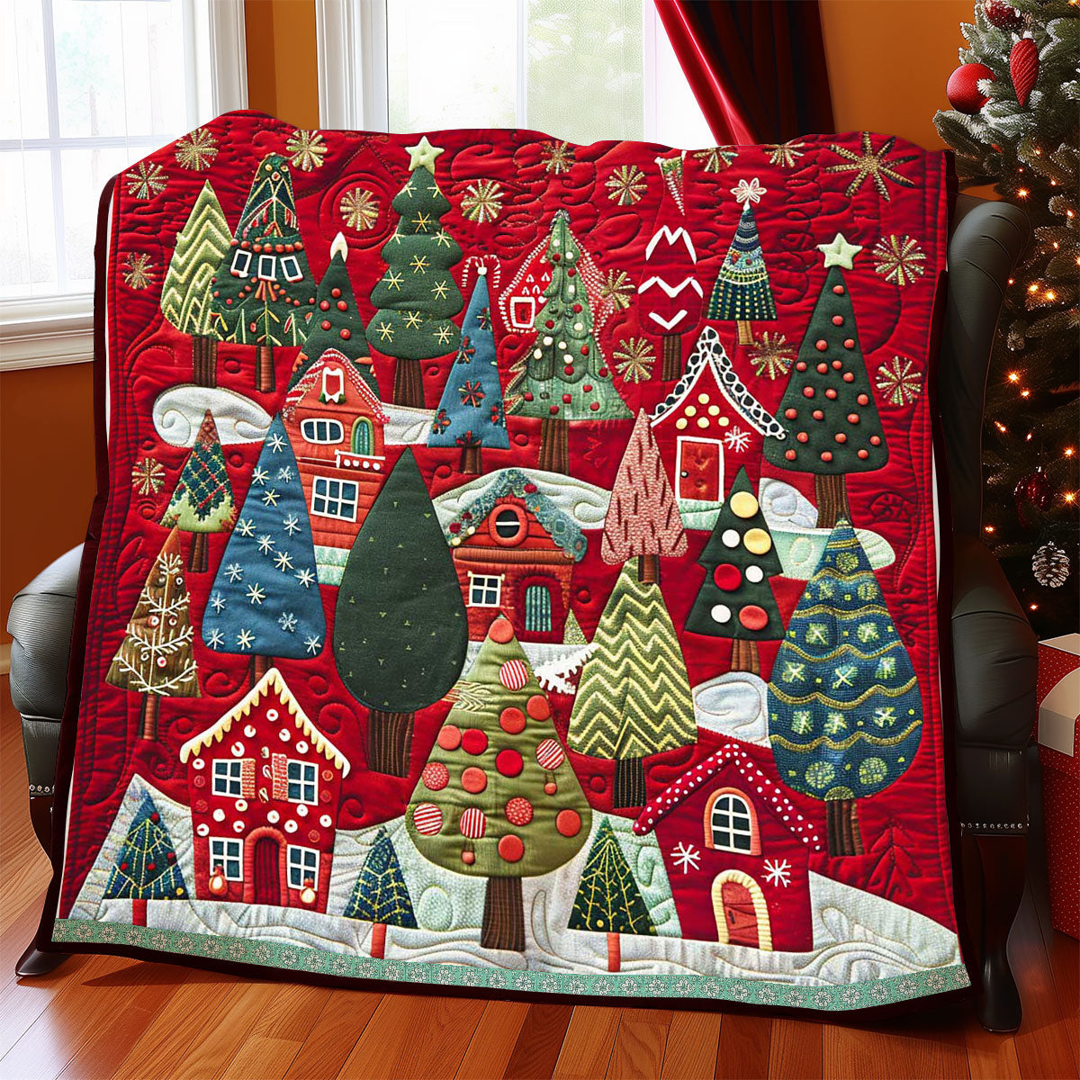 Christmas In Villages Quilt Blanket Christmas Throw Blanket Jesus Gifts For Christmas