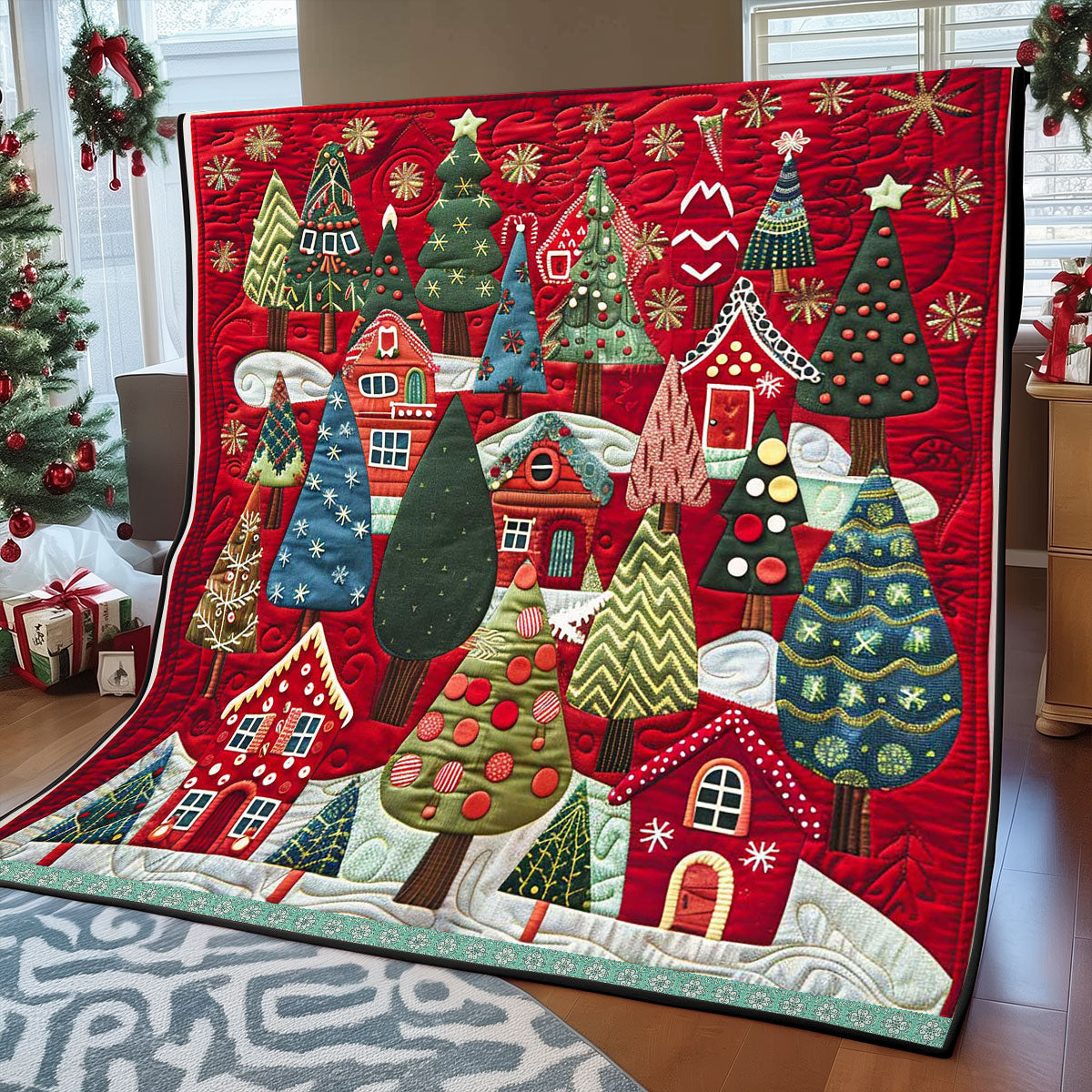 Christmas In Villages Quilt Blanket Christmas Throw Blanket Jesus Gifts For Christmas