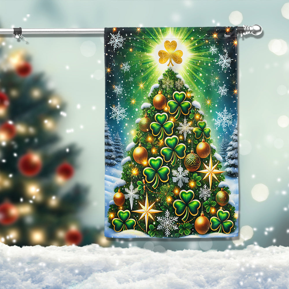 Christmas Irish Shamrock Flag