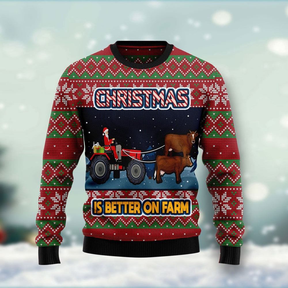 Christmas Is Better On Farm Ugly Christmas Sweater Gift For Christmas