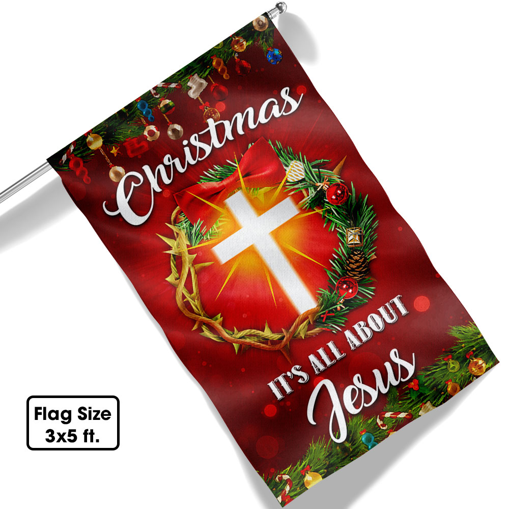 Christmas It S All About Jesus Flag Crown Of Thorns Christmas Wreath Flag