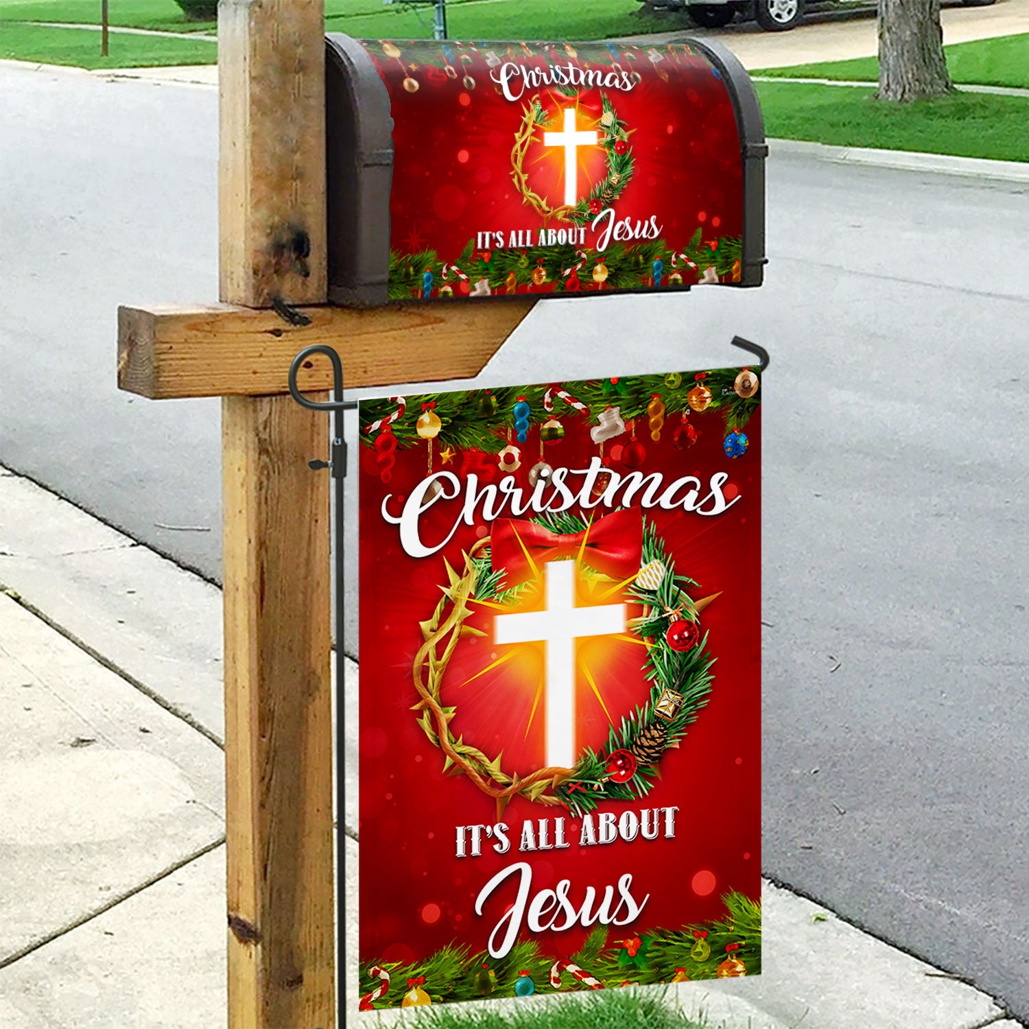 Christmas It S All About Jesus Garden Flag Mailbox Cover Christmas 2025