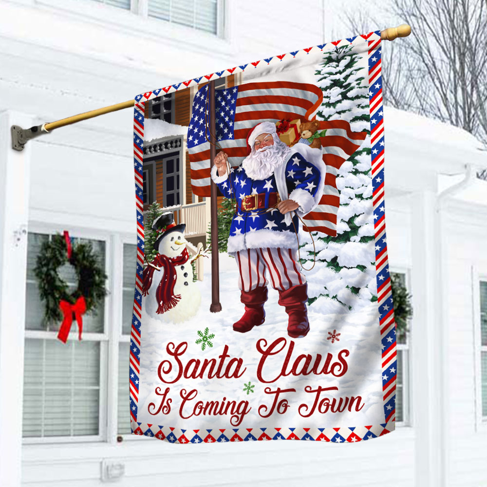Christmas Joy Flag Santa Claus Is Coming To Town