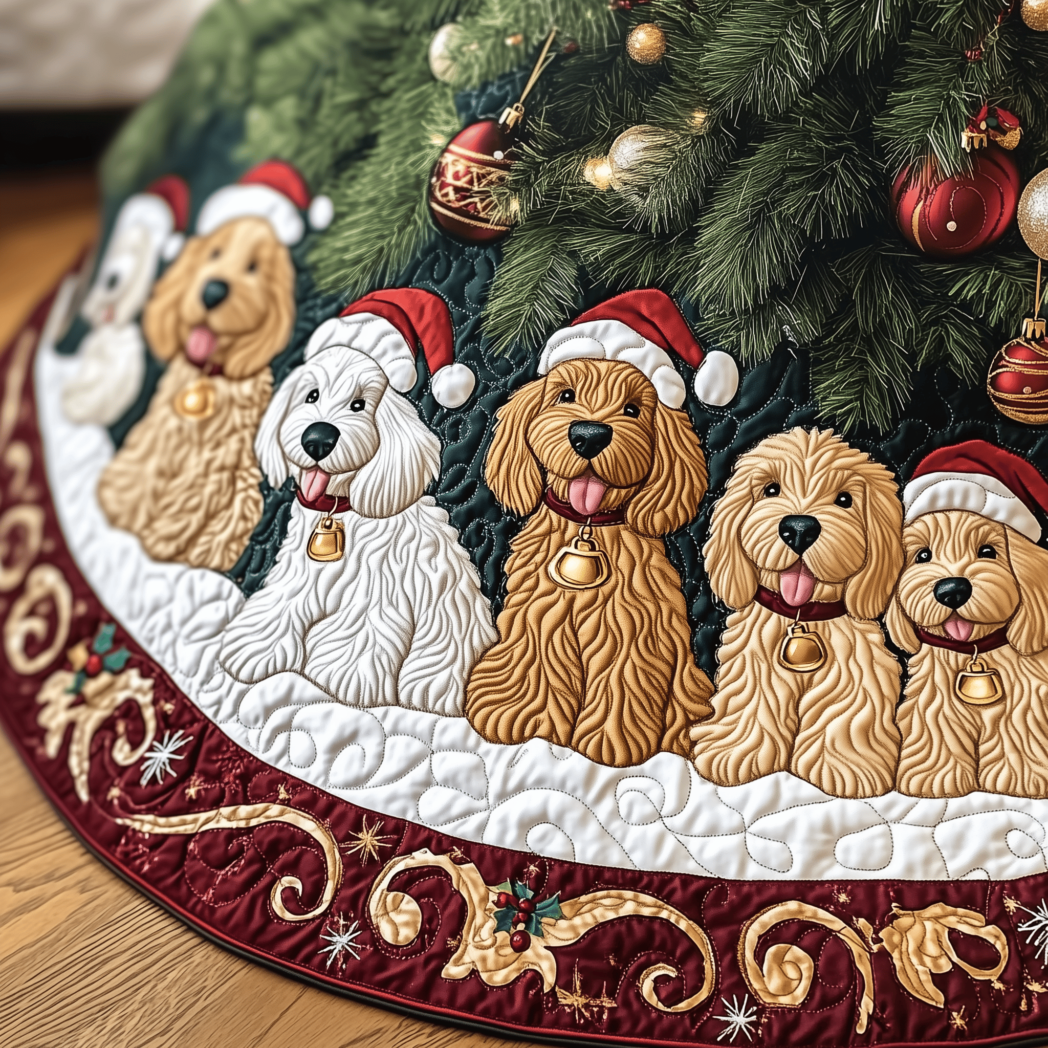 Christmas Joyful Doodle Quilted Tree Skirt Christmas Tree Skirt Gifts For Son In Law Christmas