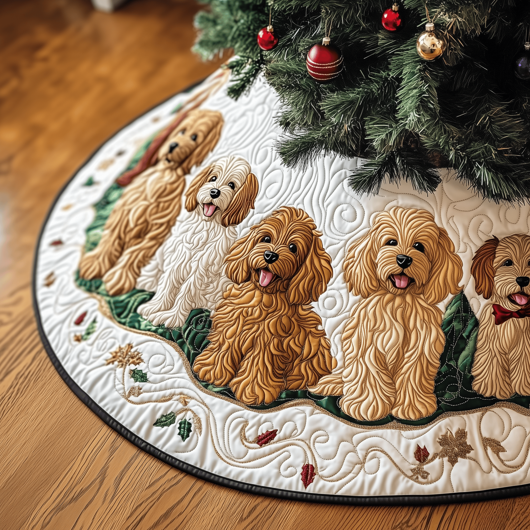 Christmas Joyful Doodle Quilted Tree Skirt Christmas Tree Surround Things To Get Nana For Christmas