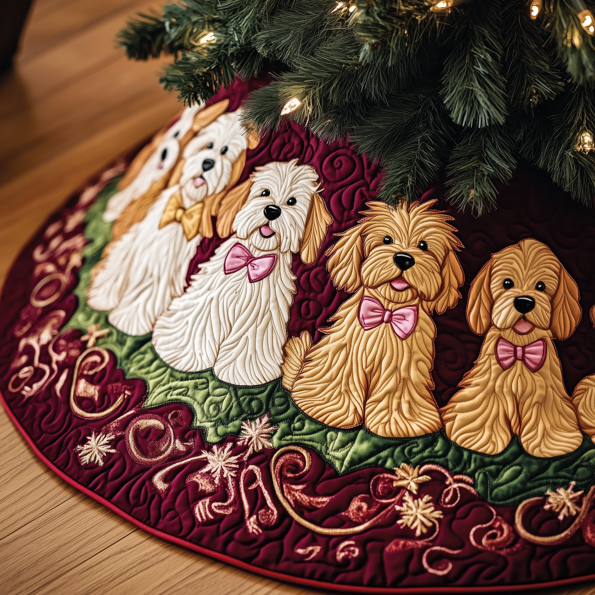 Christmas Joyful Doodle Quilted Tree Skirt Perfect Home For Christmas Tree Merch