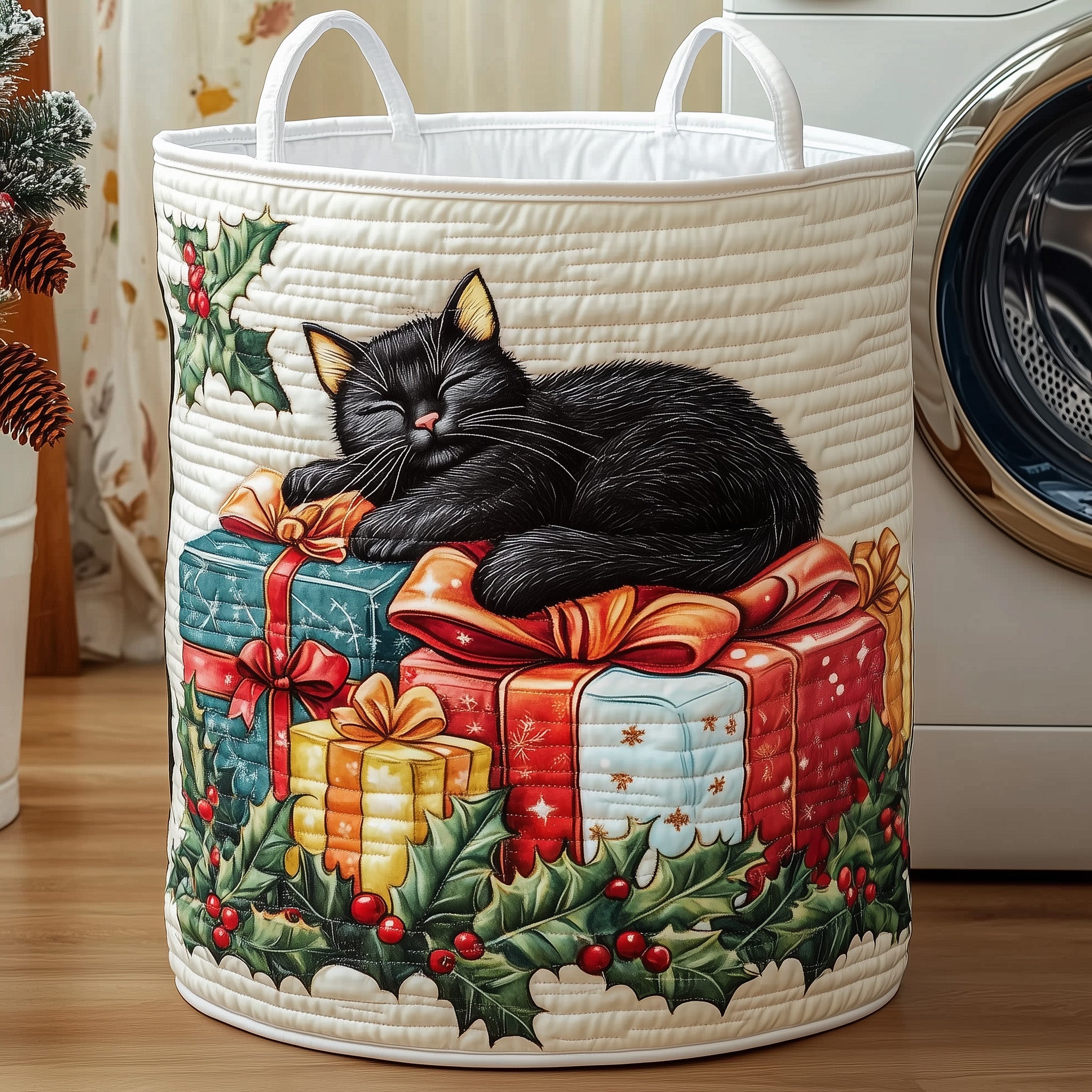 Christmas Kittens Quilted Laundry Basket Easter Merch Gift