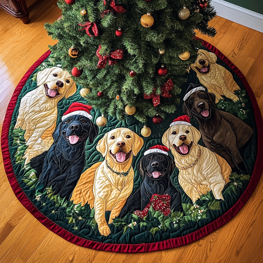 Christmas Labrador Magic Christmas Quilted Tree Skirt Skirt For A Christmas Tree Xmas Gifts For Sister In Law