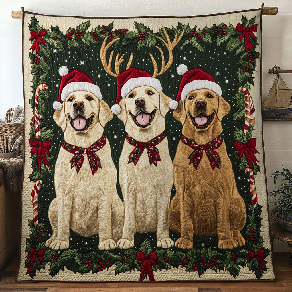 Christmas Labrador Pair Quilted Blanket Throws For Couch Mother In Law Xmas Gift Ideas