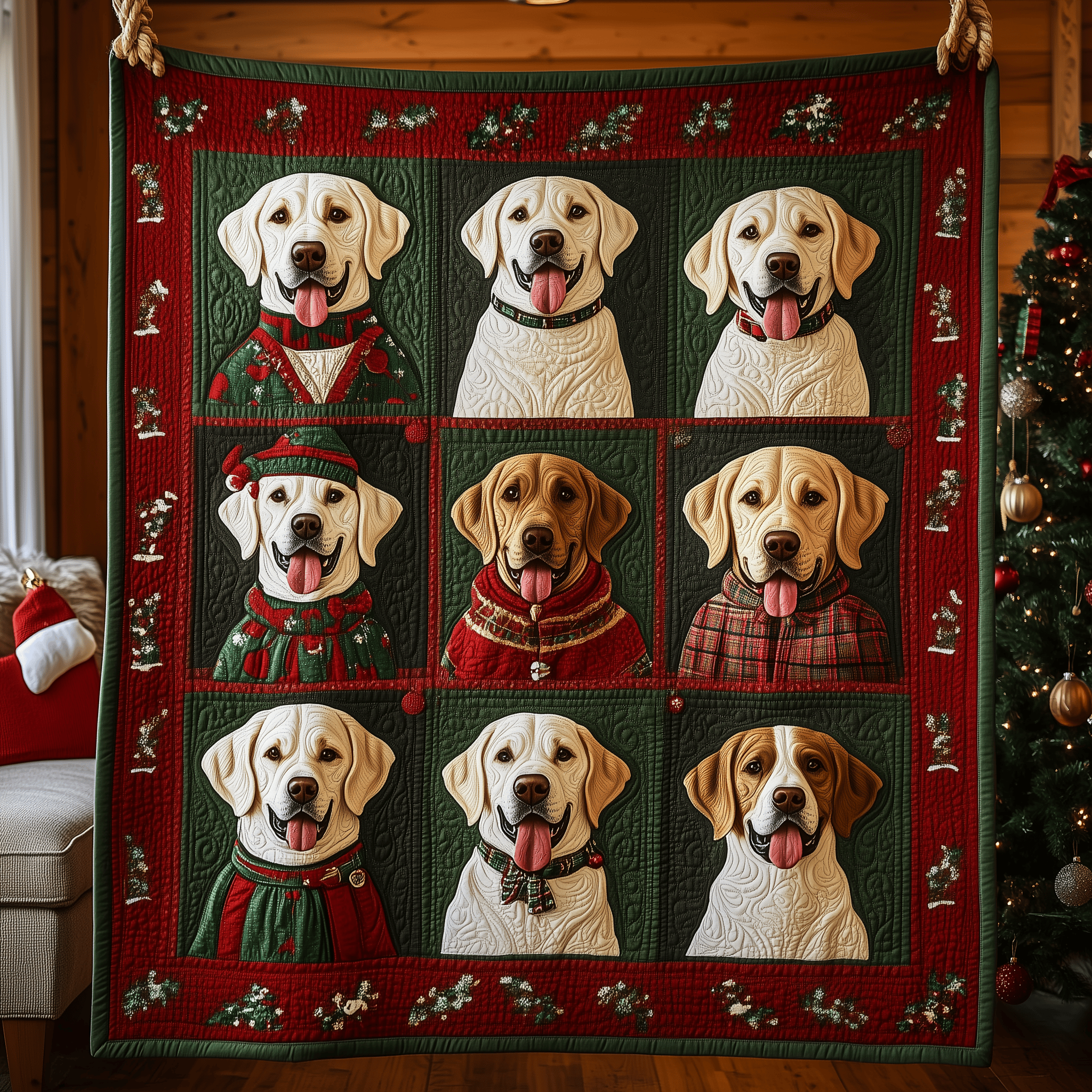 Christmas Labrador Quilted Blanket Christmas Quilted Blanket Christmas Gifts For Parents