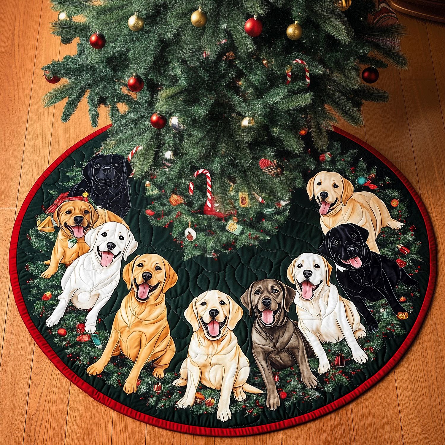 Christmas Labrador Quilted Christmas Tree Skirt Modern Tree Skirt Good Christmas Gifts For Girlfriend