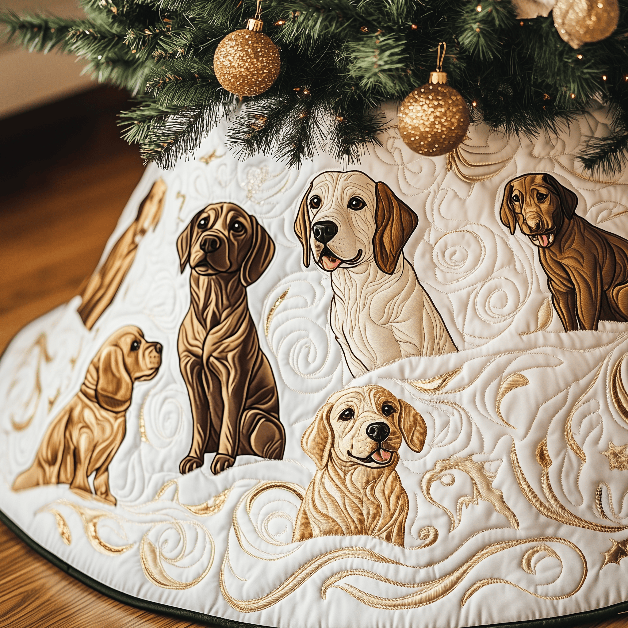 Christmas Labrador Quilted Tree Skirt Christmas Tree Skirt Cool Gifts For Mom And Dad Christmas