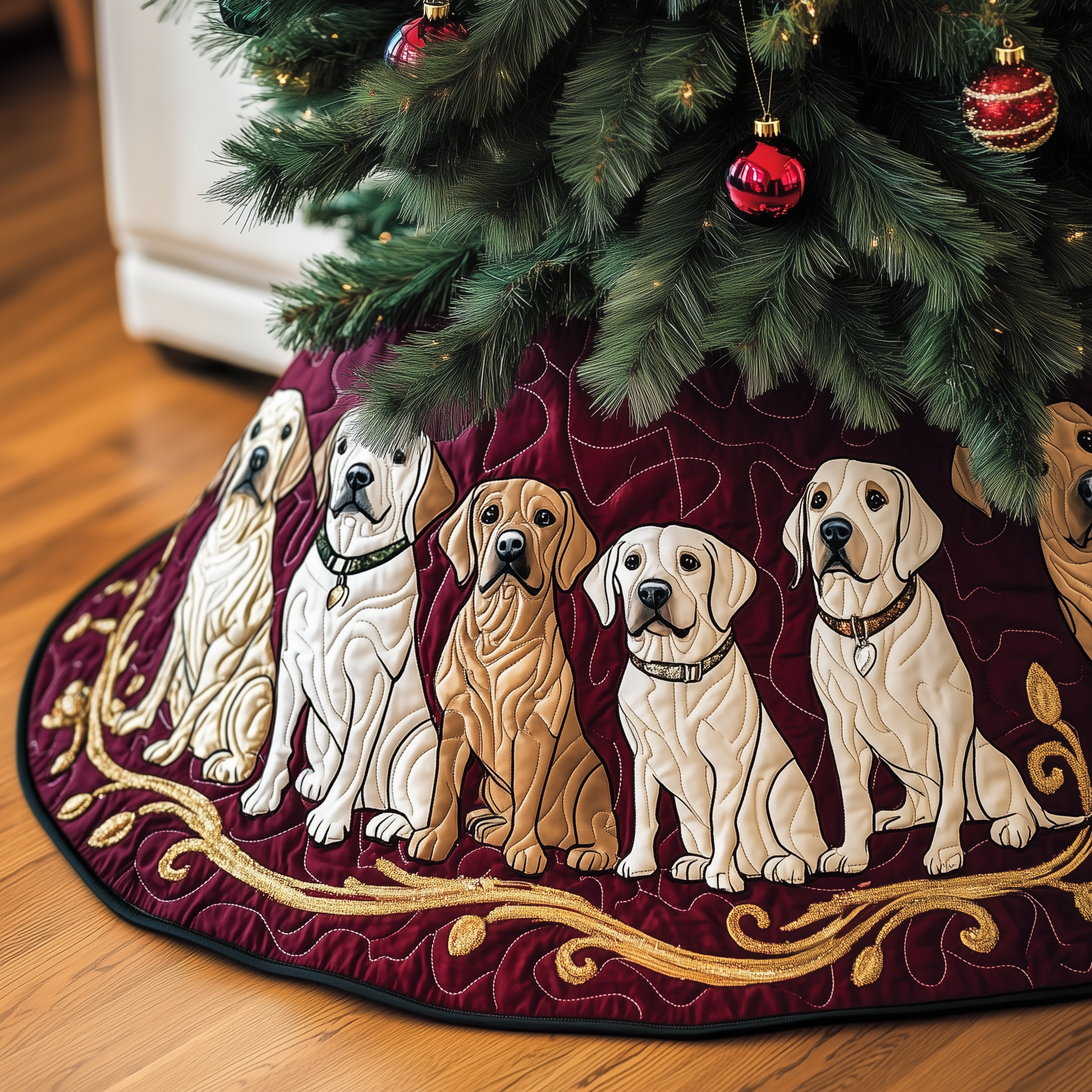 Christmas Labrador Quilted Tree Skirt Must-Have Holiday Decor Merch