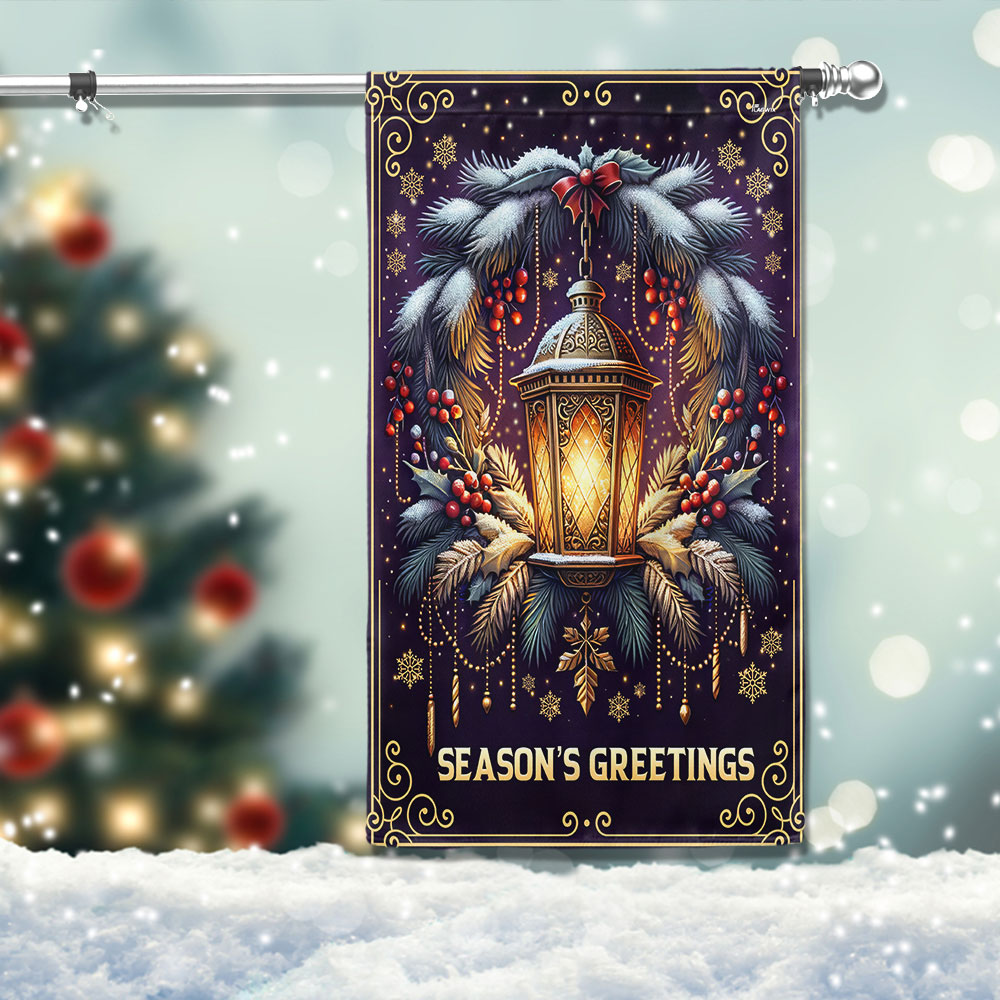 Christmas Lantern Season S Greetings Flag