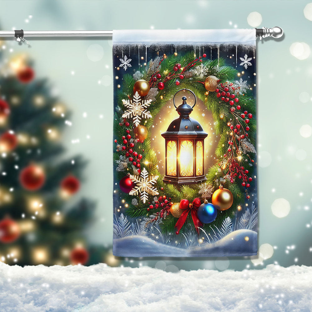 Christmas Lantern Wreath Winter Flag