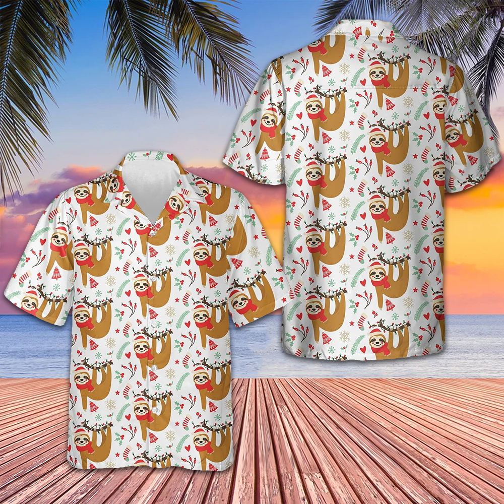 Christmas Lazy Sloths Hawaiian Shirt Funny Sloth Xmas Shirt Gifts For Boyfriend Christmas Lazy Sloths Hawaiian Shirt Funny Sloth Xmas Shirt Gifts For Boyfriend