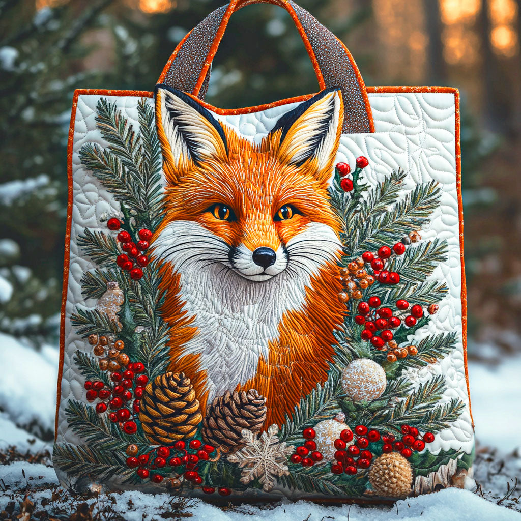 Christmas Leaf Fox Quilted Tote Bag Family Shirt Ideas For Christmas