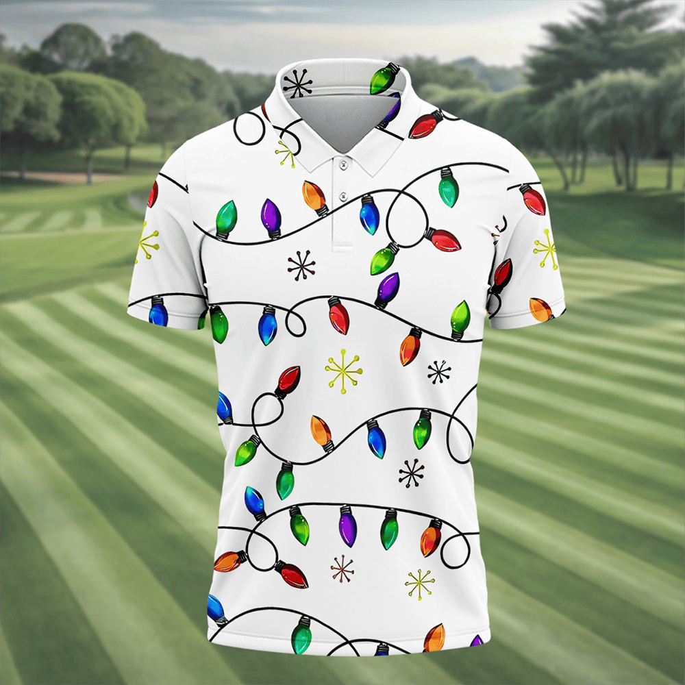Christmas Light Polo Shirt Christmas Apparel Xmas Gifts For Golf Players