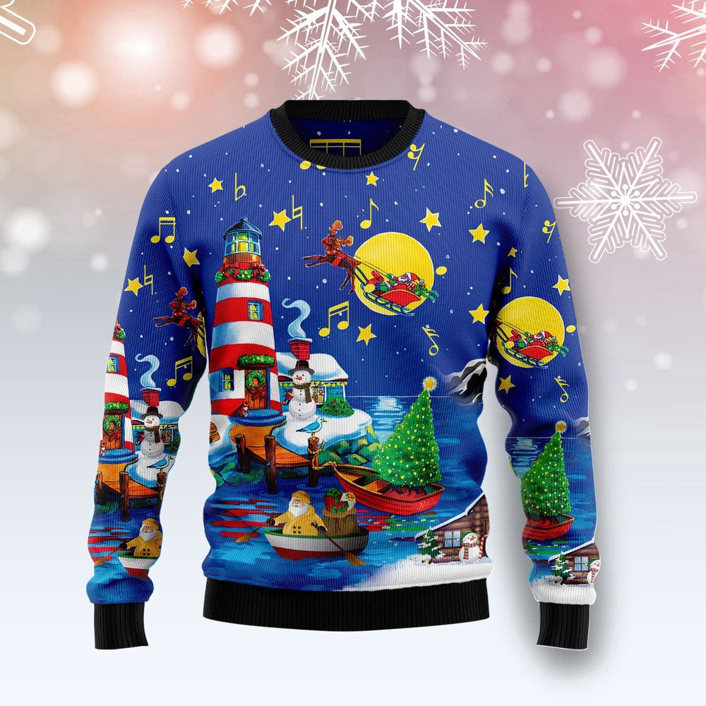 Christmas Lighthouse Unisex Womens Mens Couples Matching Friends Funny Family Ugly Christmas Holiday Sweater Gifts