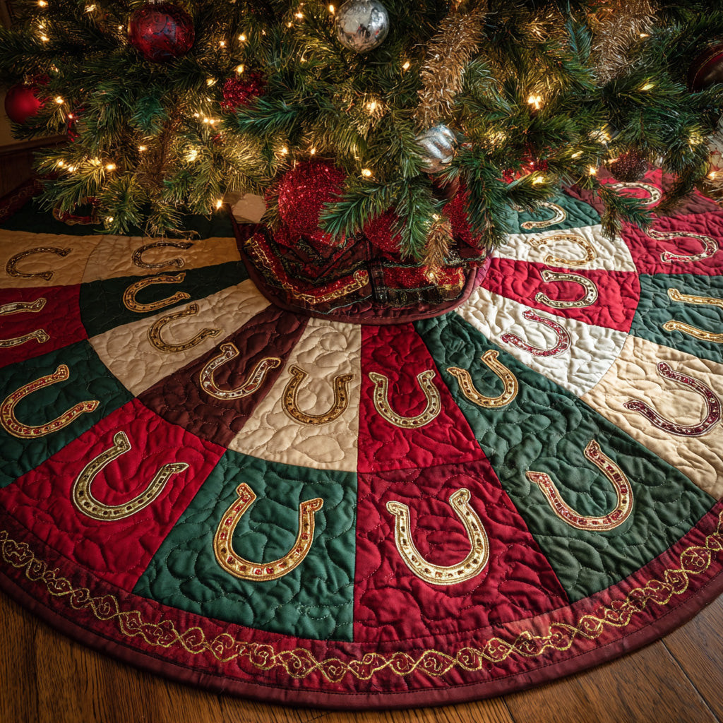 Christmas Lucky Charm Christmas Quilted Tree Skirt Home Decor Christmas Gifts For Horse Lover