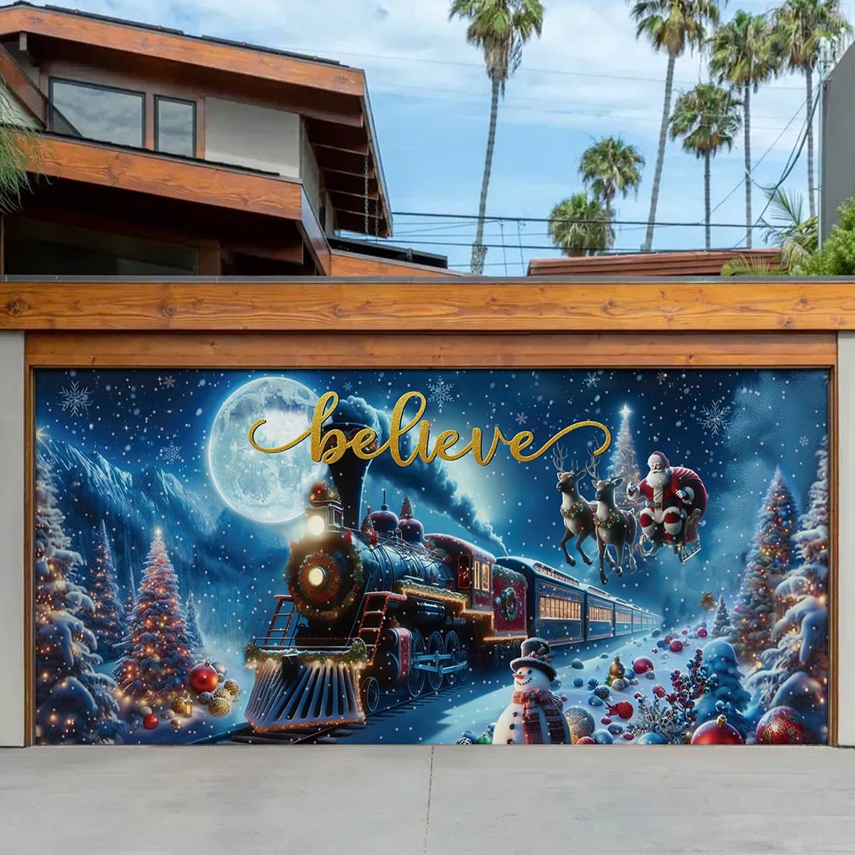 Christmas Magic Train Christmas Garage Door Banner Outdoor Christmas Decorations Xmas Presents