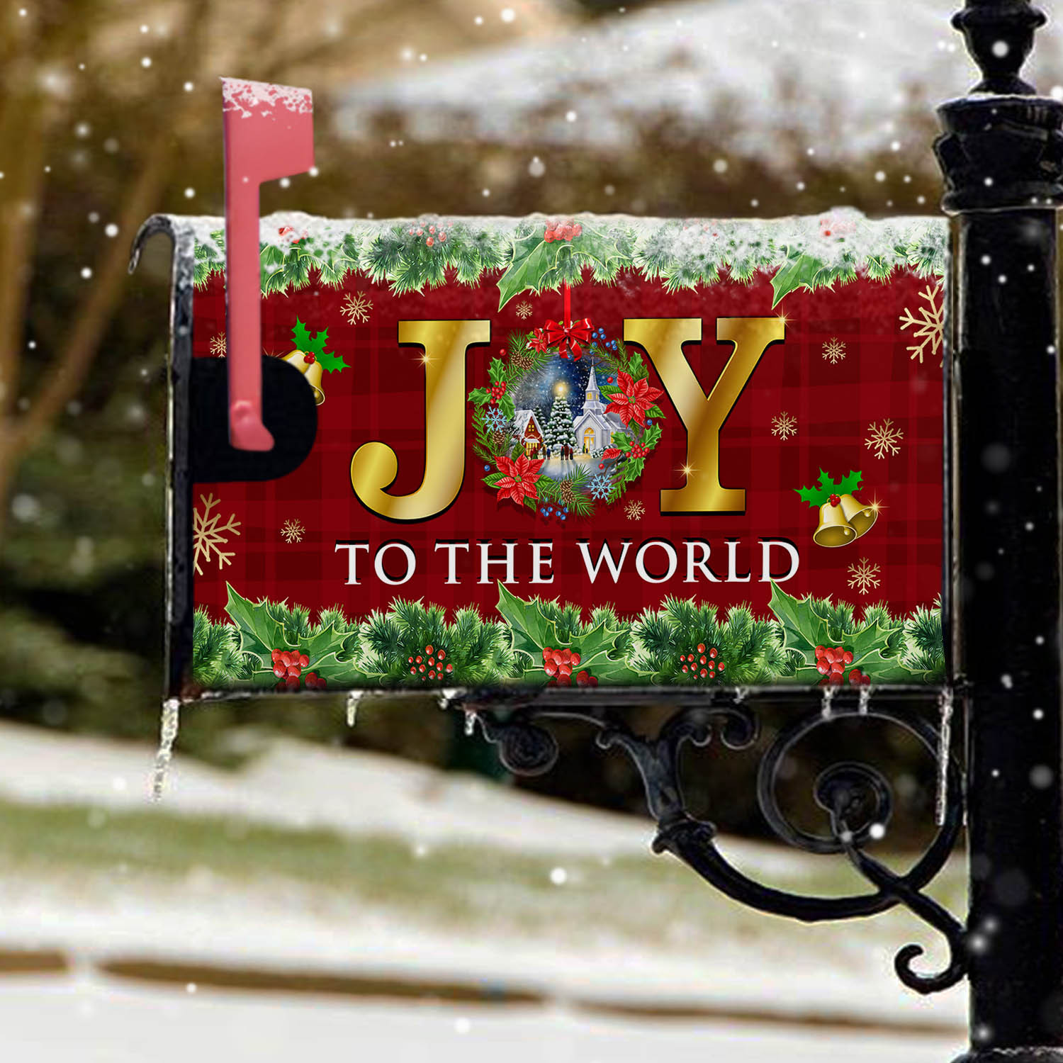 Christmas Mailbox Cover Joy To The World Mailbox Cover Holiday Decorations