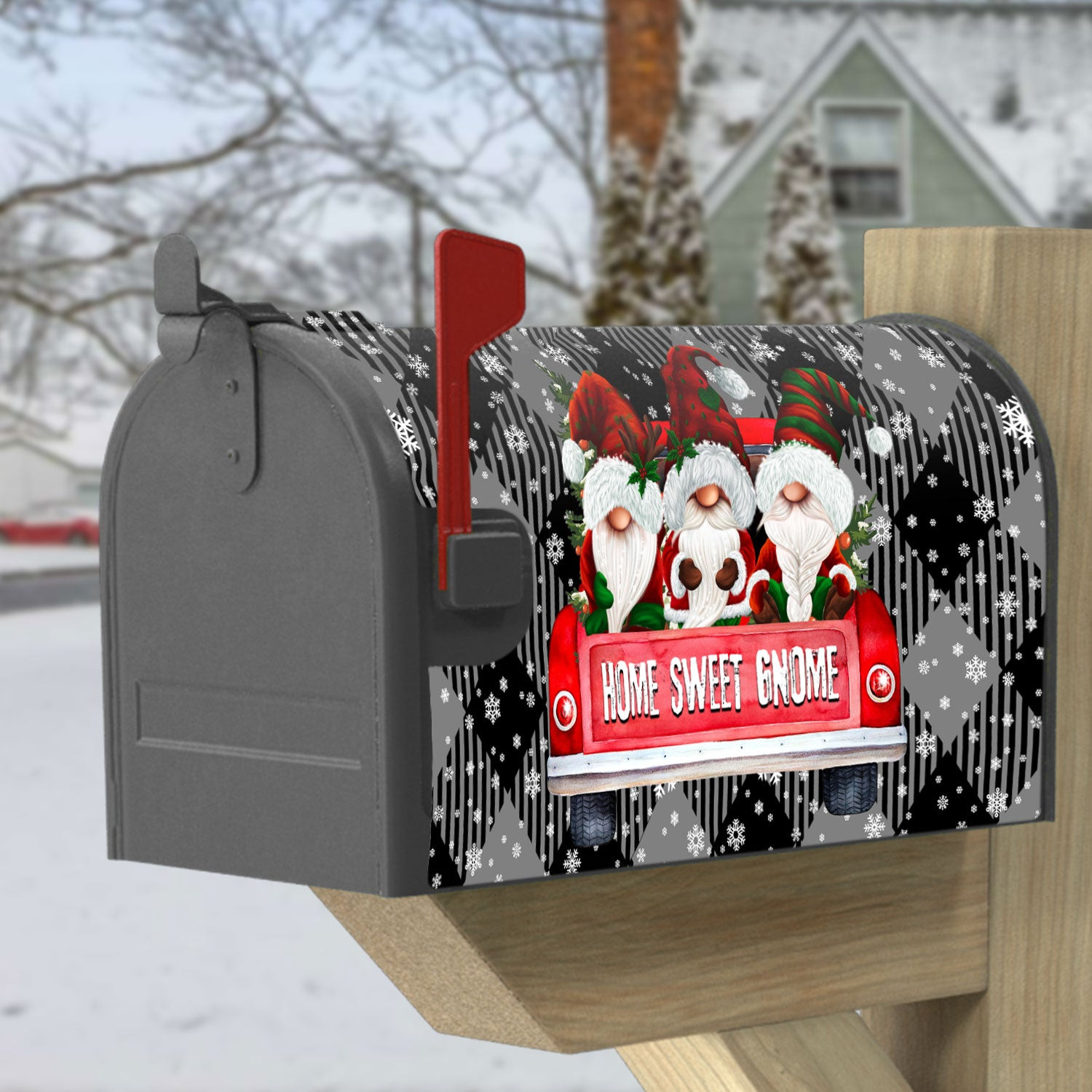 Christmas Mailbox Cover Magnetic Home Sweet Gnome Xmas Decorations Gnome Lover Gifts