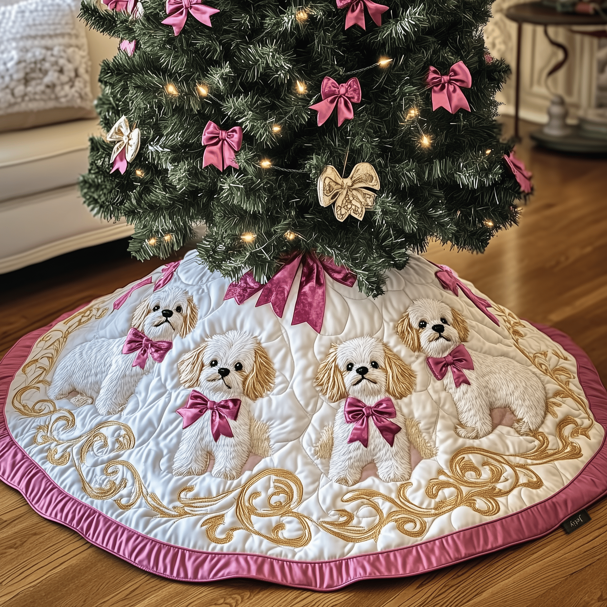 Christmas Maltese Quilted Tree Skirt Christmas Tree Skirt Dog Gifts For Dog Lovers