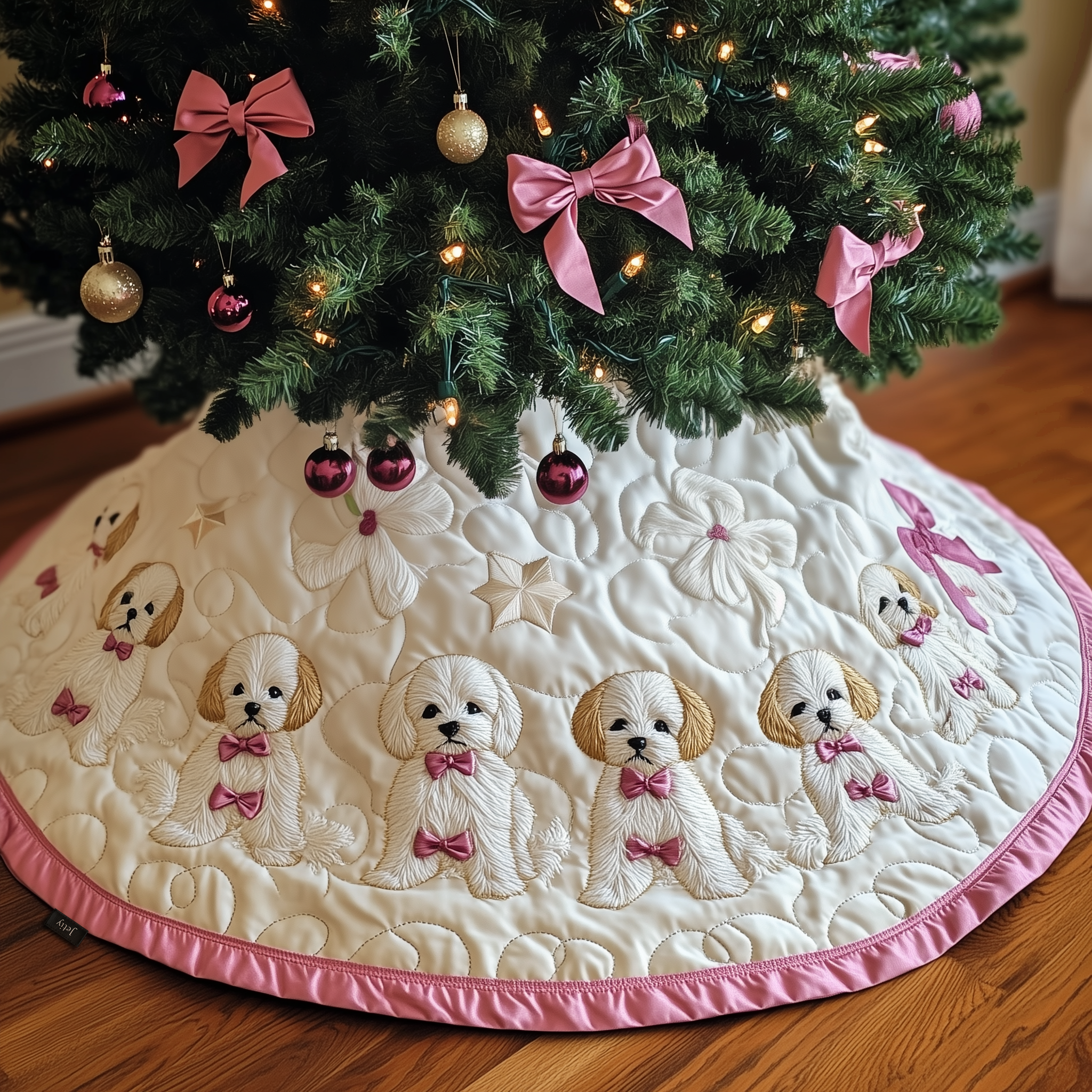 Christmas Maltese Quilted Tree Skirt Perfect Tree Skirt Decoration Merch