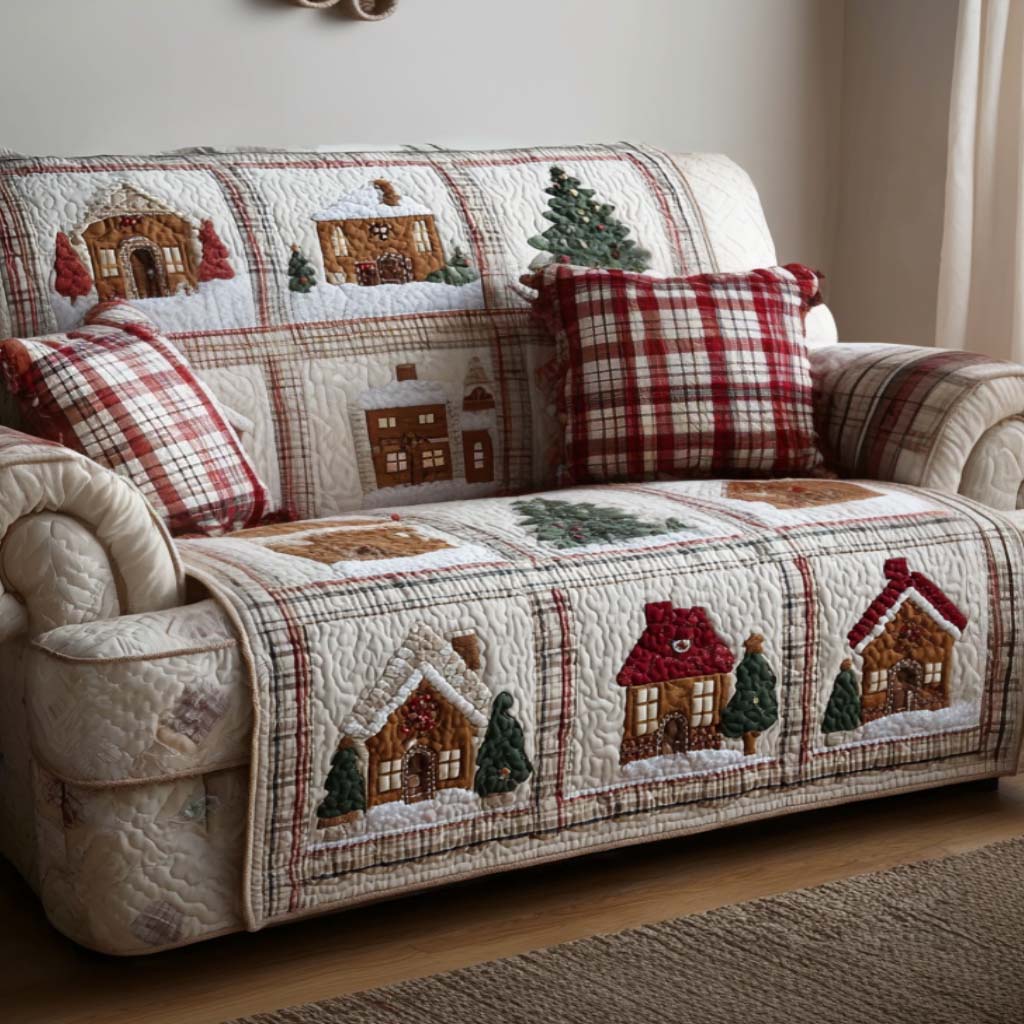 Christmas Memories Quilted Sofa Cover Holiday Living Christmas Decor Christmas Gifts For Mom