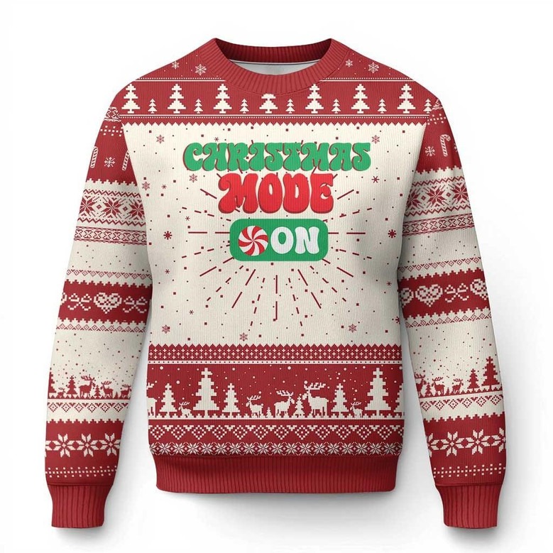 Christmas Mode On Ugly Holiday Sweater Candy Winter Jumper Christmas Gifts For Friends