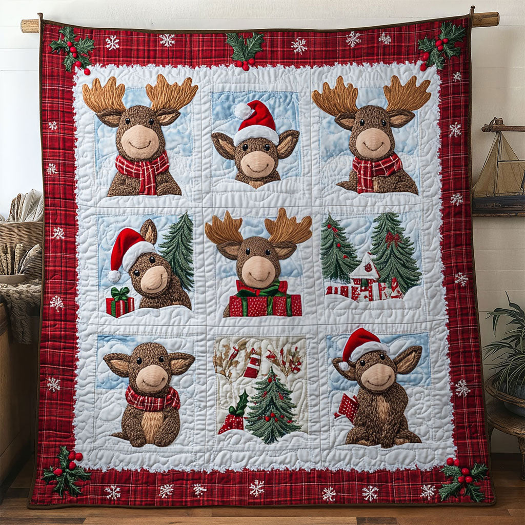 Christmas Moose Star Quilt Soft and Cozy Quilt Blanket for Comfortable Sleep