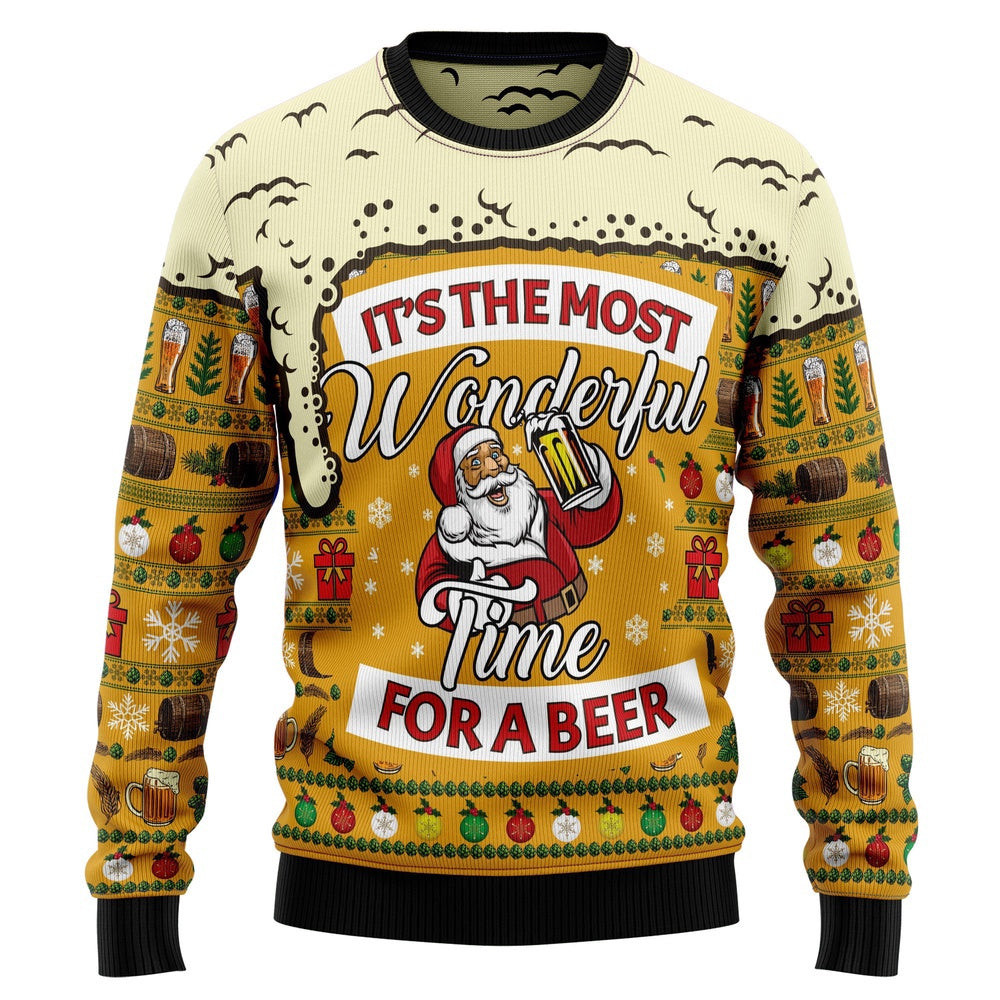 Christmas Most Wonderful Time For Beer Ugly Christmas Sweater Gift For Christmas