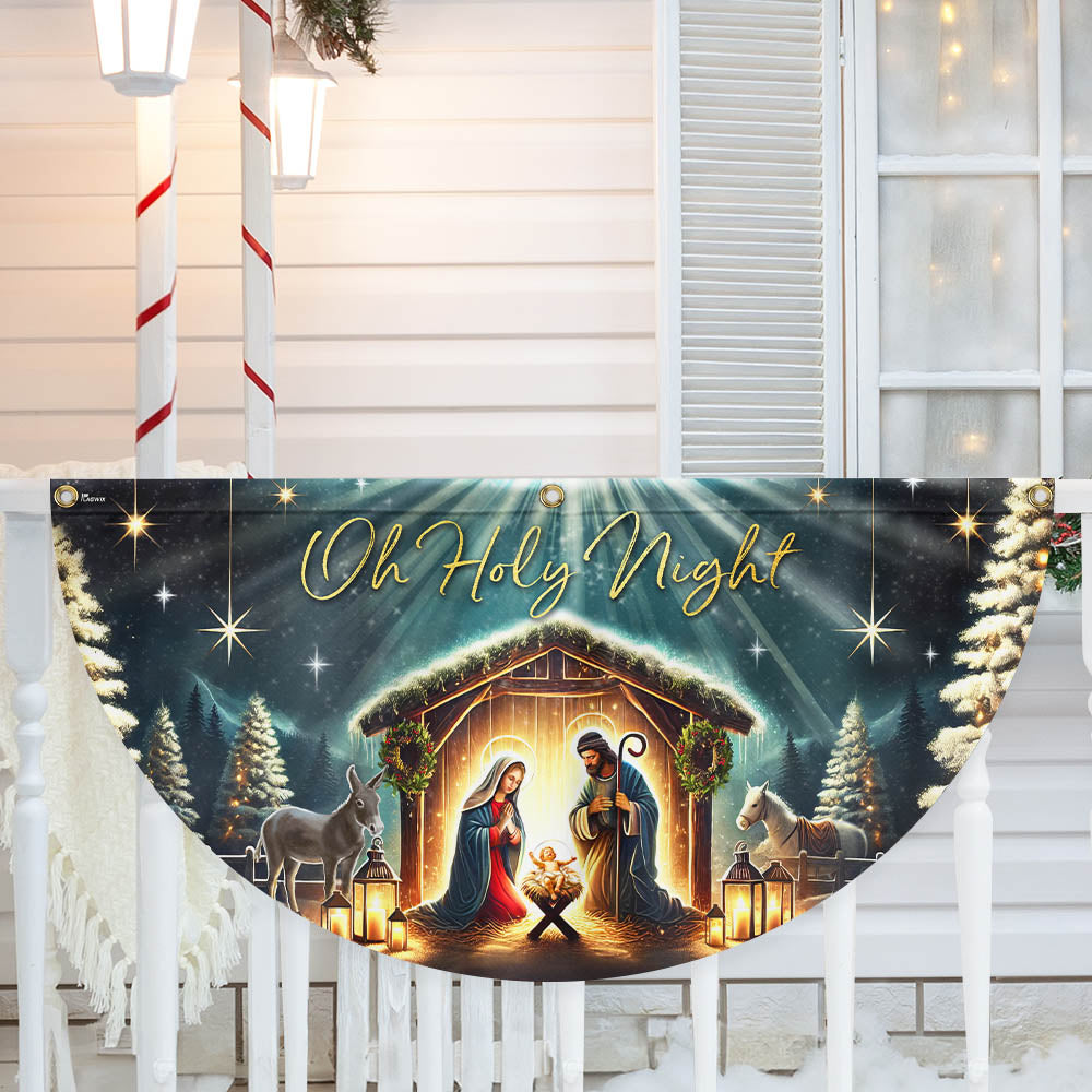 Christmas Nativity Of Jesus Christ Holy Night Non Pleated Fan Flag