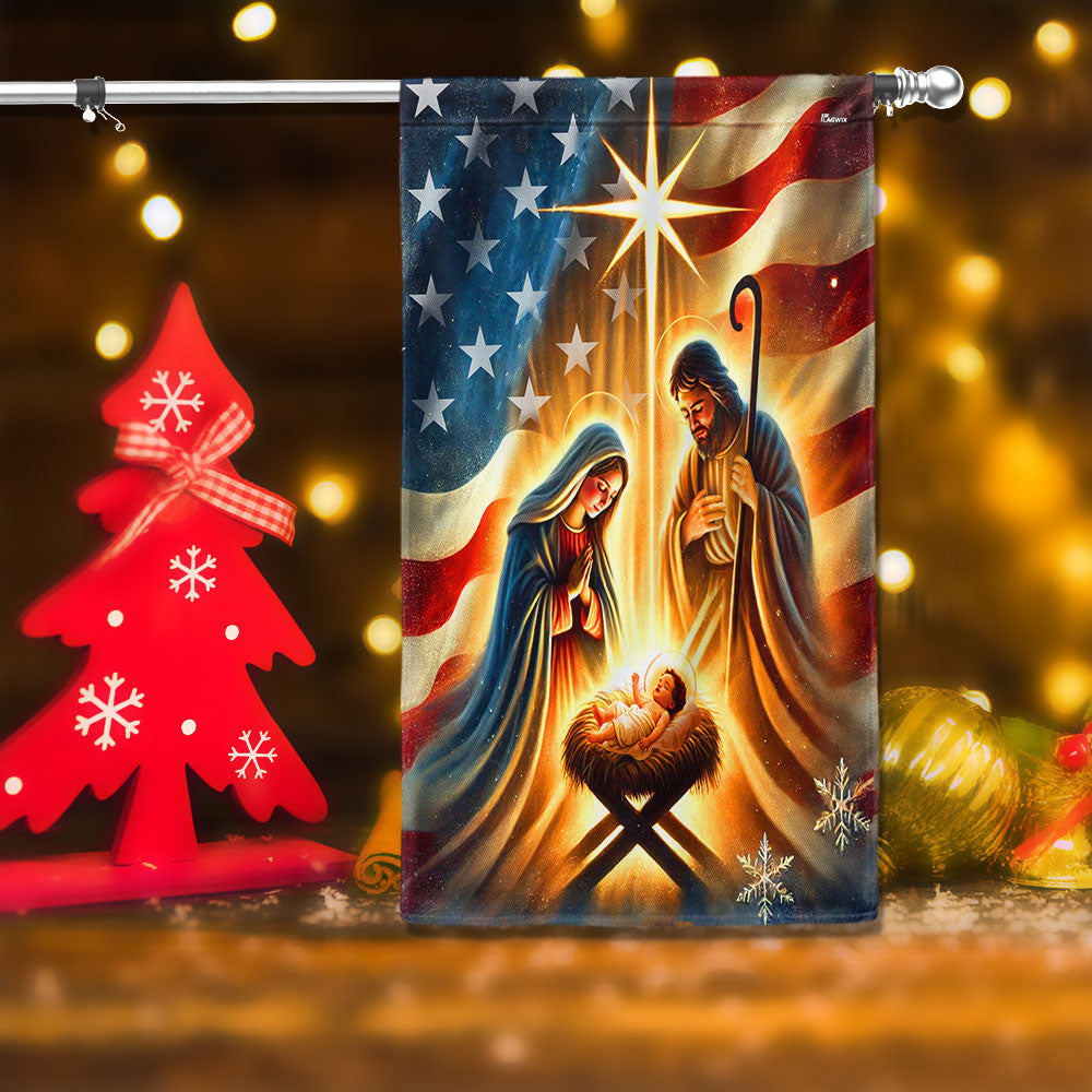 Christmas Nativity Of Jesus Holy Night Wintertime Holiday Christian Flag