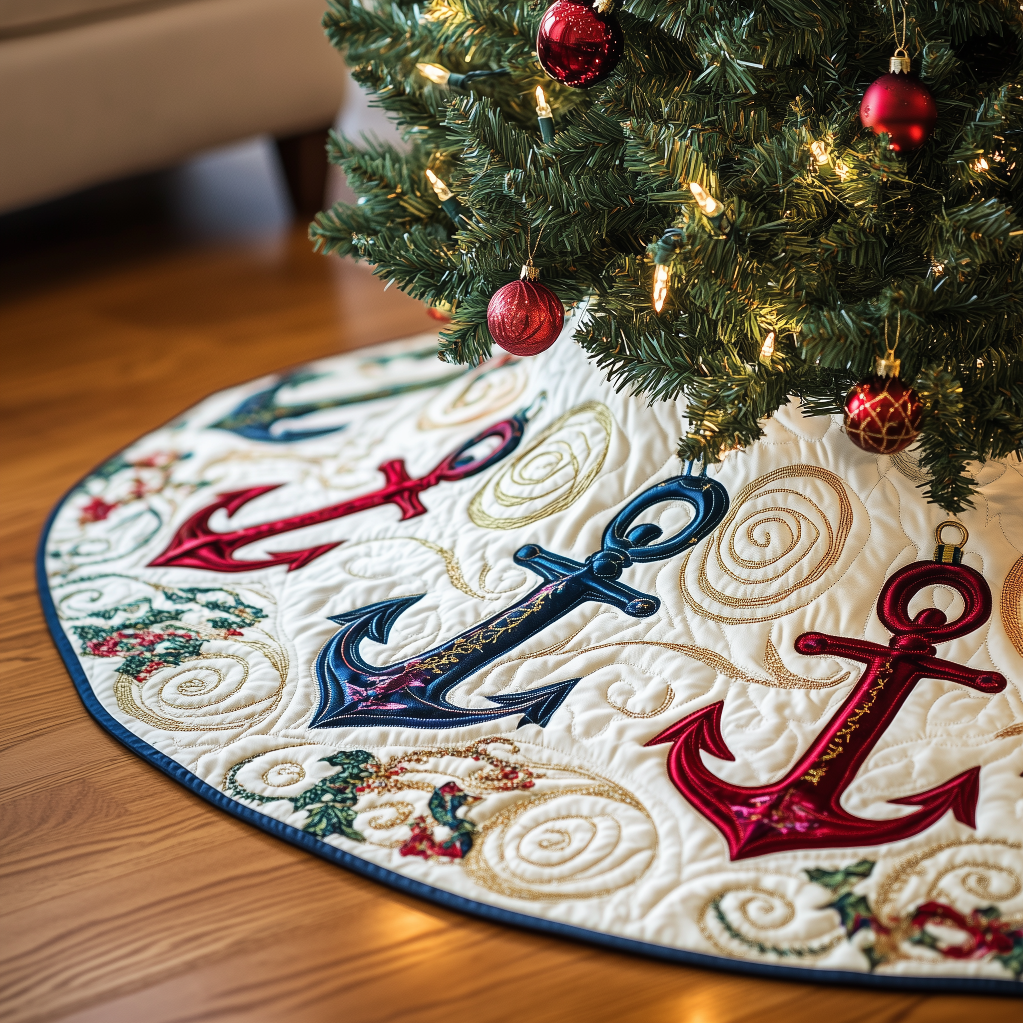 Christmas Nautical Quilted Tree Skirt Christmas Tree Skirt Best Gifts For Mom And Dad Christmas