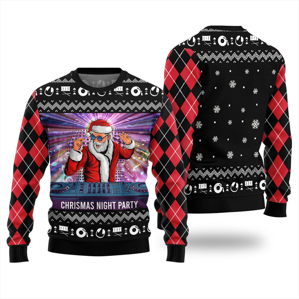 Christmas Night Party Dj Santa Ugly Christmas Sweater Perfect Holiday Gift Merch for Sweater Lovers