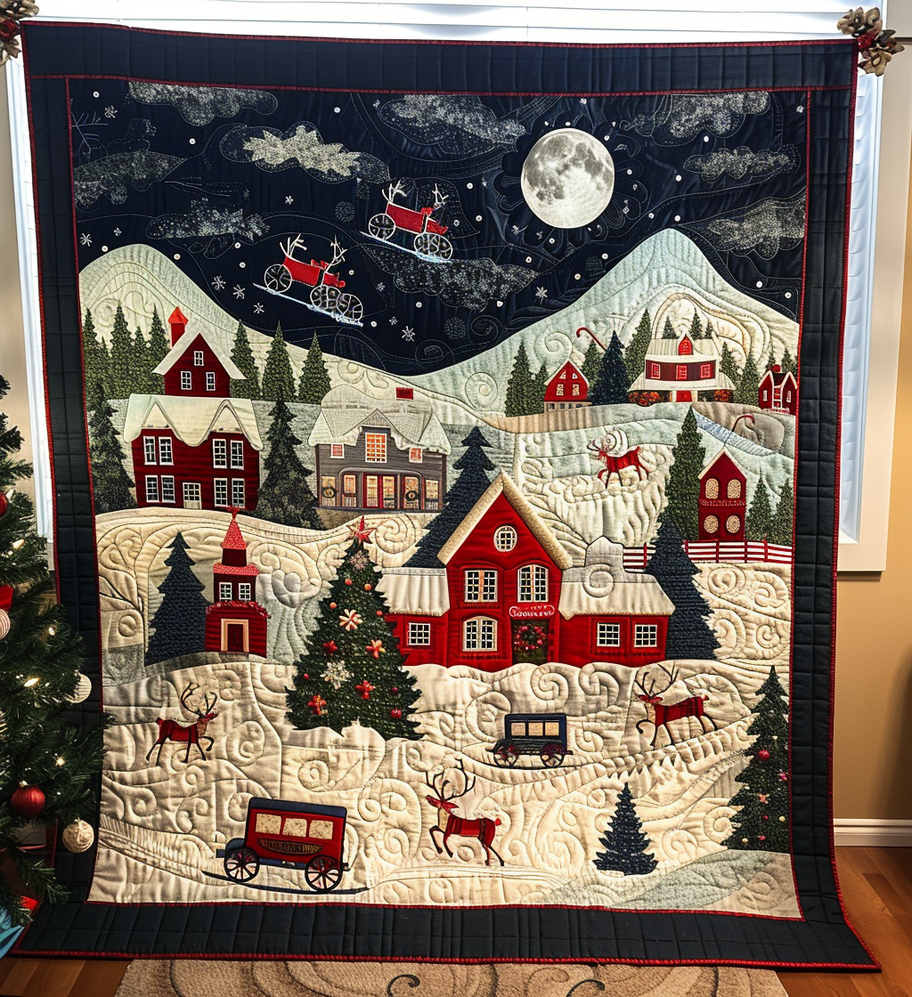 Christmas Night Quilted Blanket Christmas Gifts For Grandparents