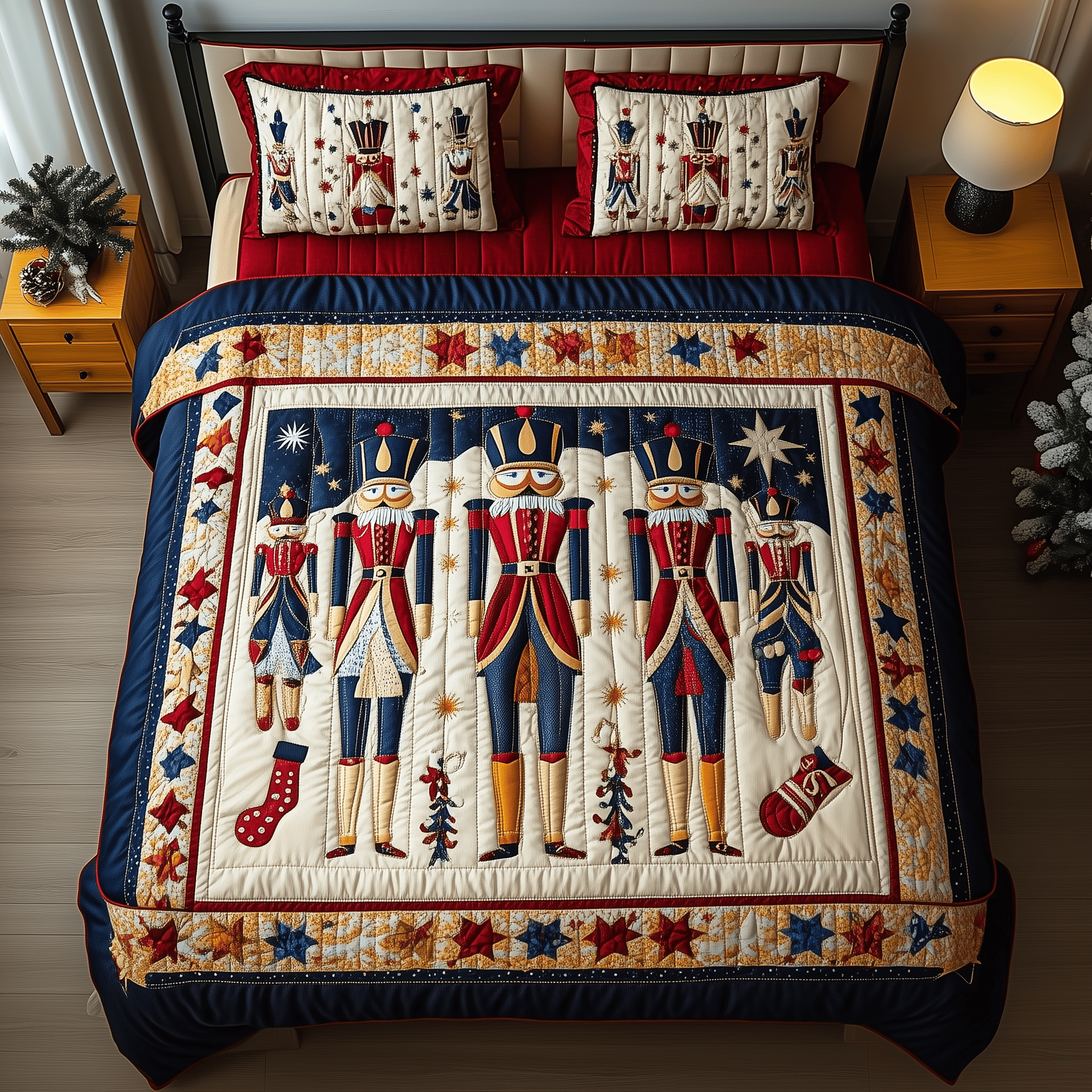 Christmas Nutcracker Quilted Bedding Set Christmas Bedding Set Cool Christmas Gifts For Couples