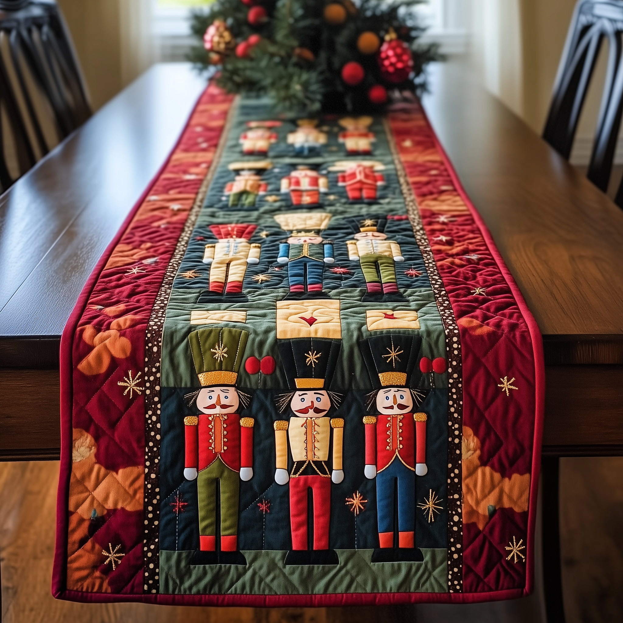 Christmas Nutcracker Quilted Table Runner Decorations Dining Table Runner Nutcracker Man Themed Gifts