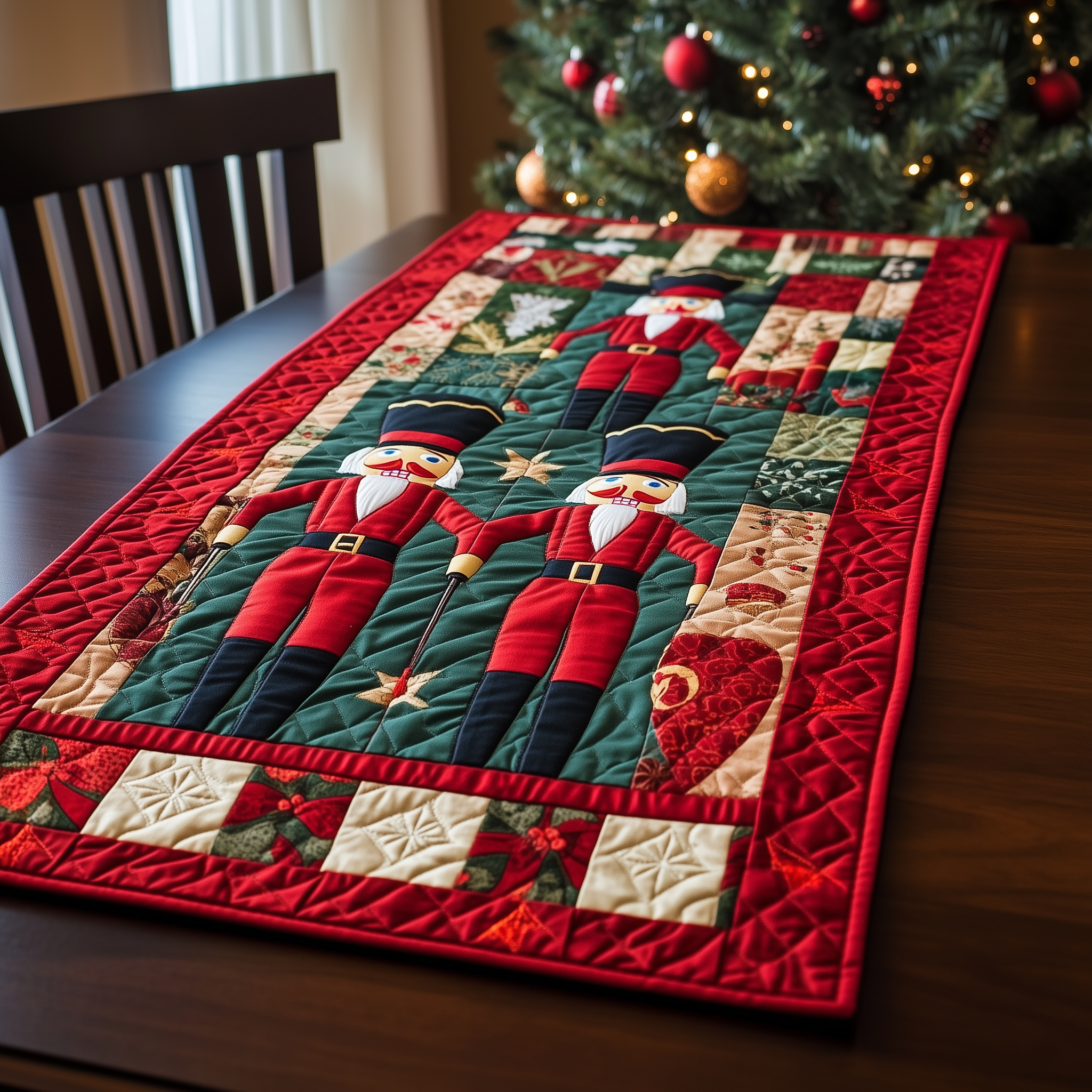 Christmas Nutcracker Quilted Table Runner Decorations Dining Table Runner Nutcracker Themed Gifts