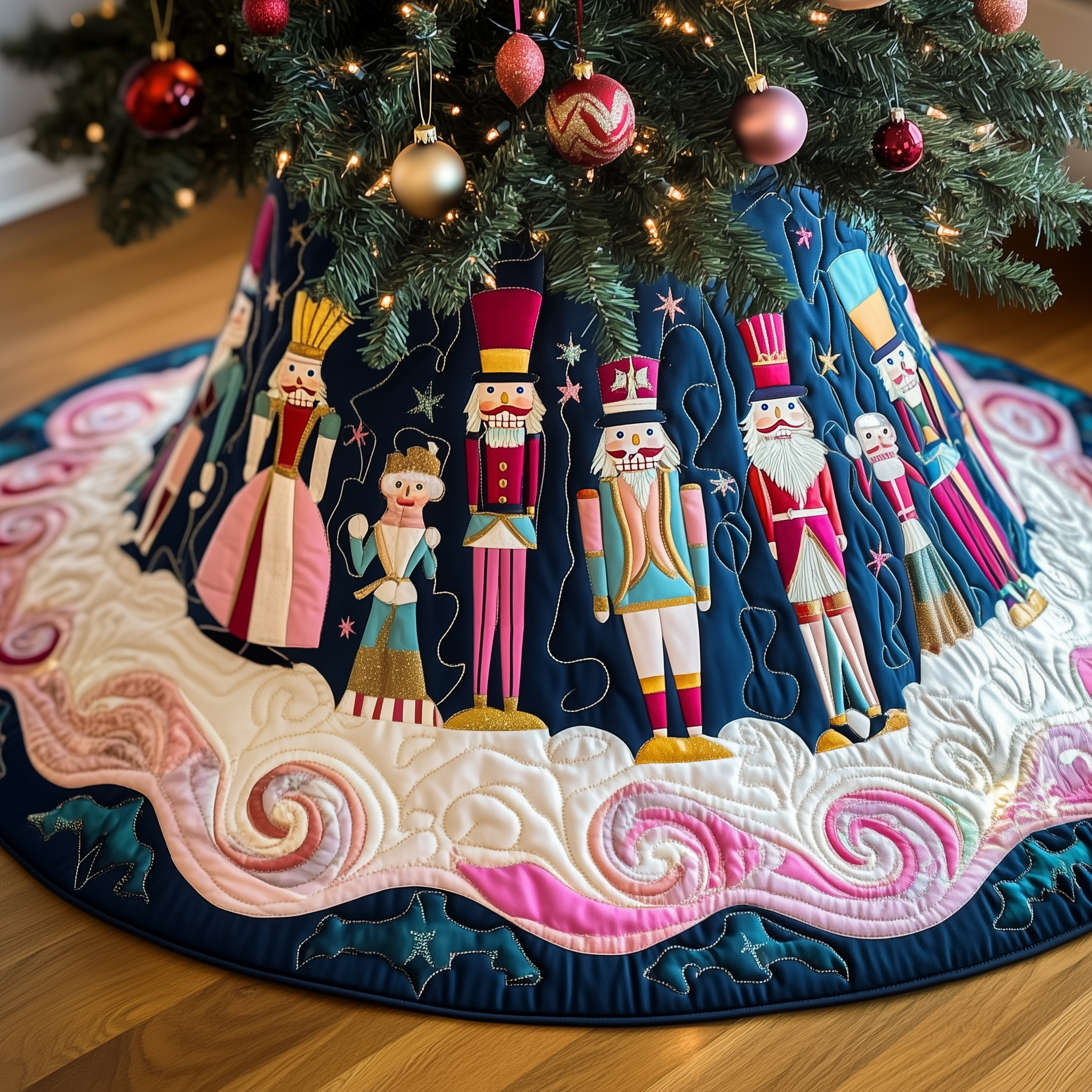 Christmas Nutcracker Quilted Tree Skirt Adorable Easter Gift Merch