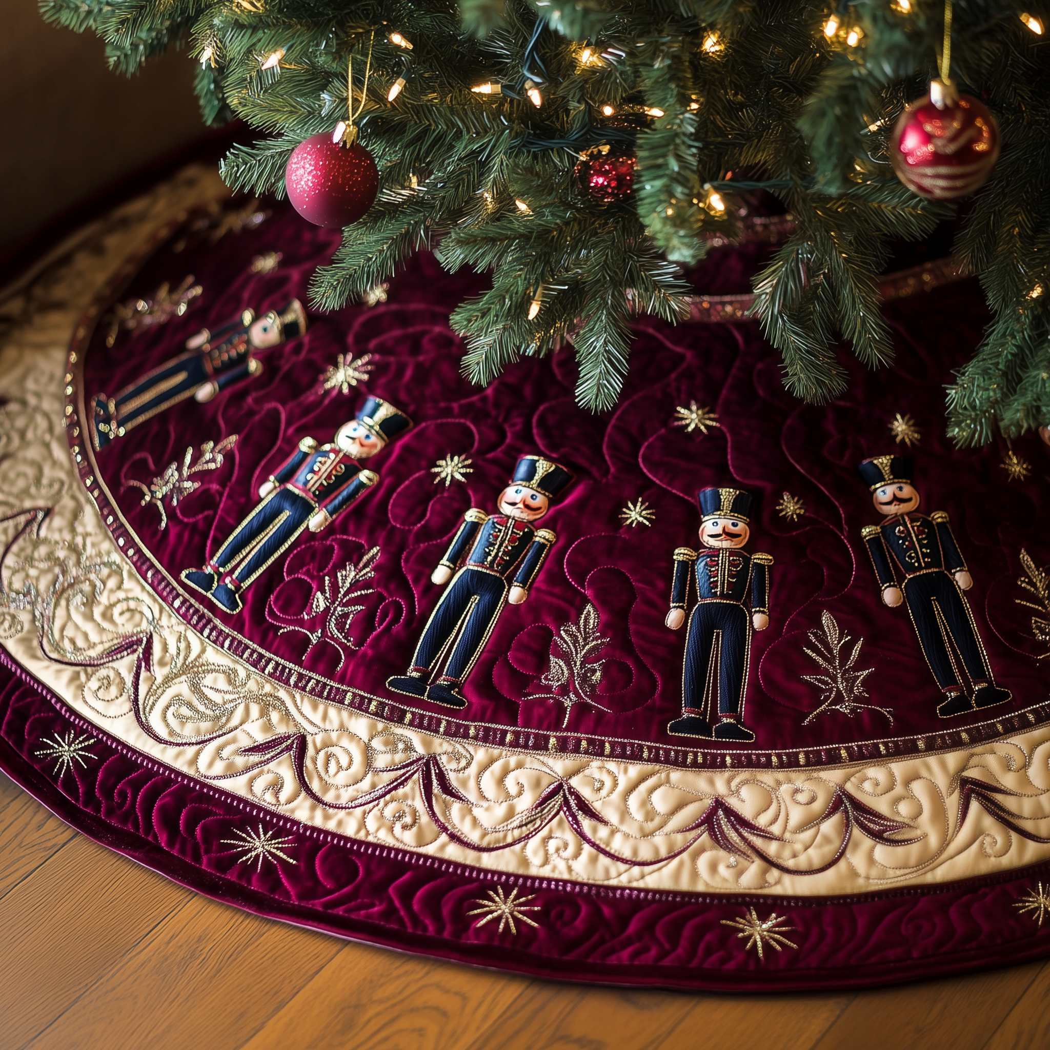 Christmas Nutcracker Quilted Tree Skirt Best Xmas Tree Skirts Indoor Decorations Unique Nutcracker Gifts