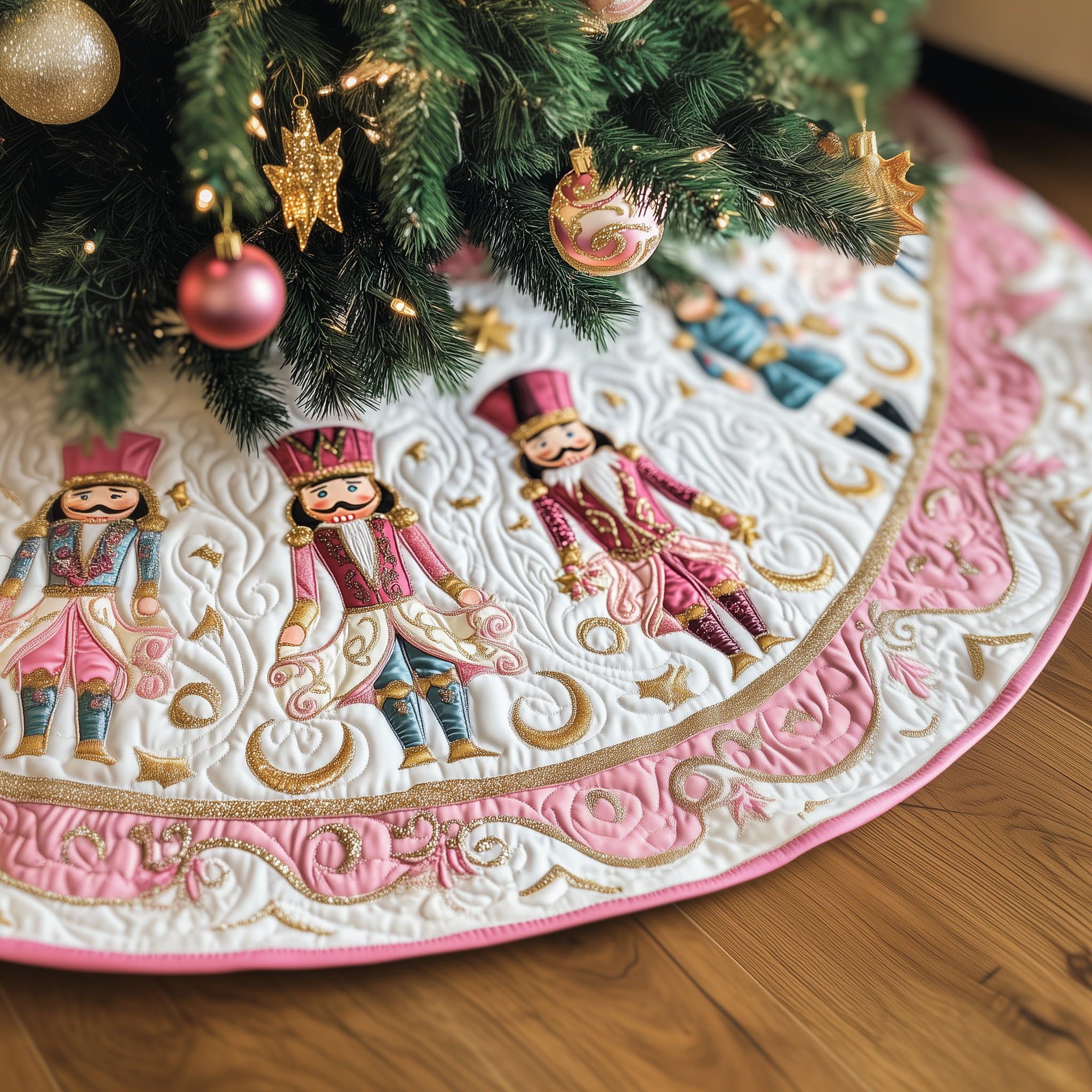 Christmas Nutcracker Quilted Tree Skirt Merry And Bright Holiday Decor Classic Christmas Home Decor